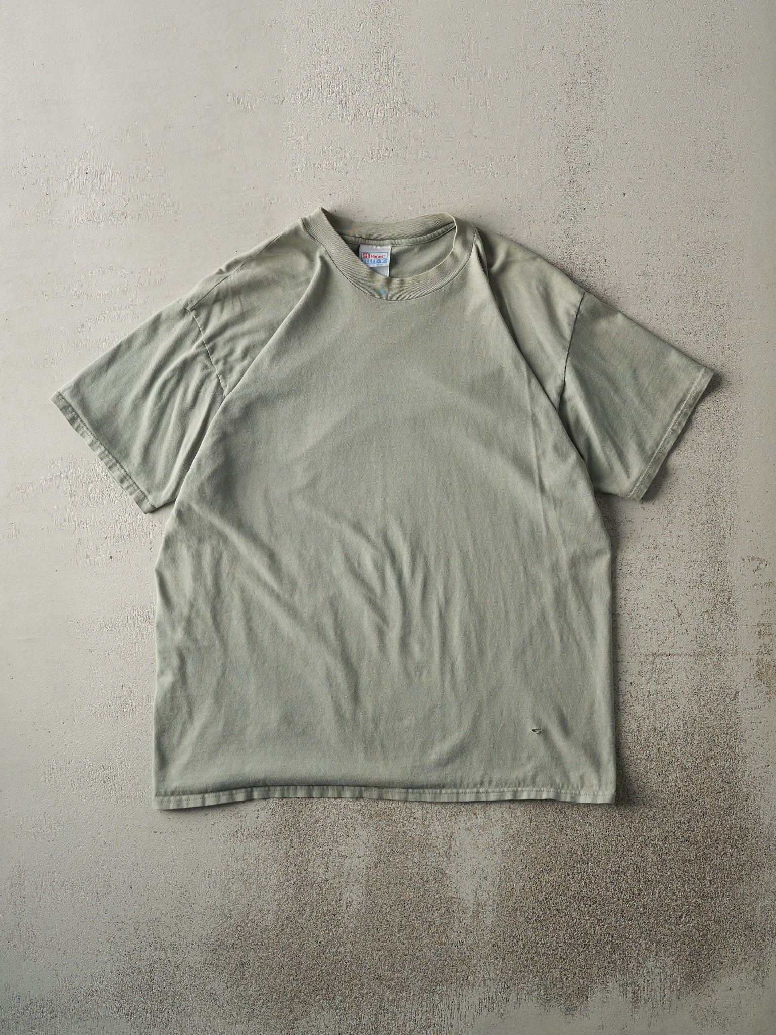 Vintage Y2K Sun Faded Green Blank Tee (L)