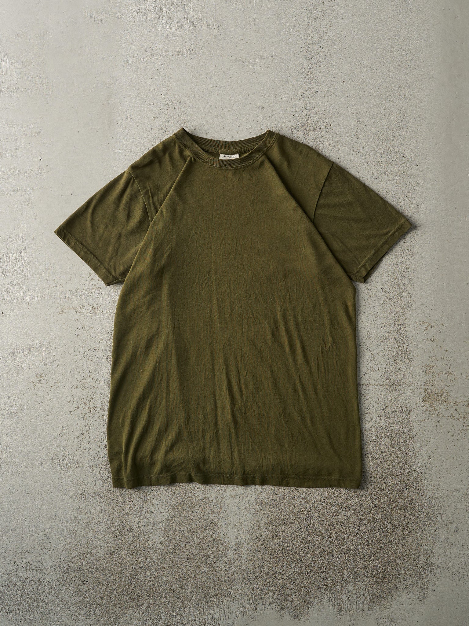 Vintage 90s Olive Green Blank Tee (M)