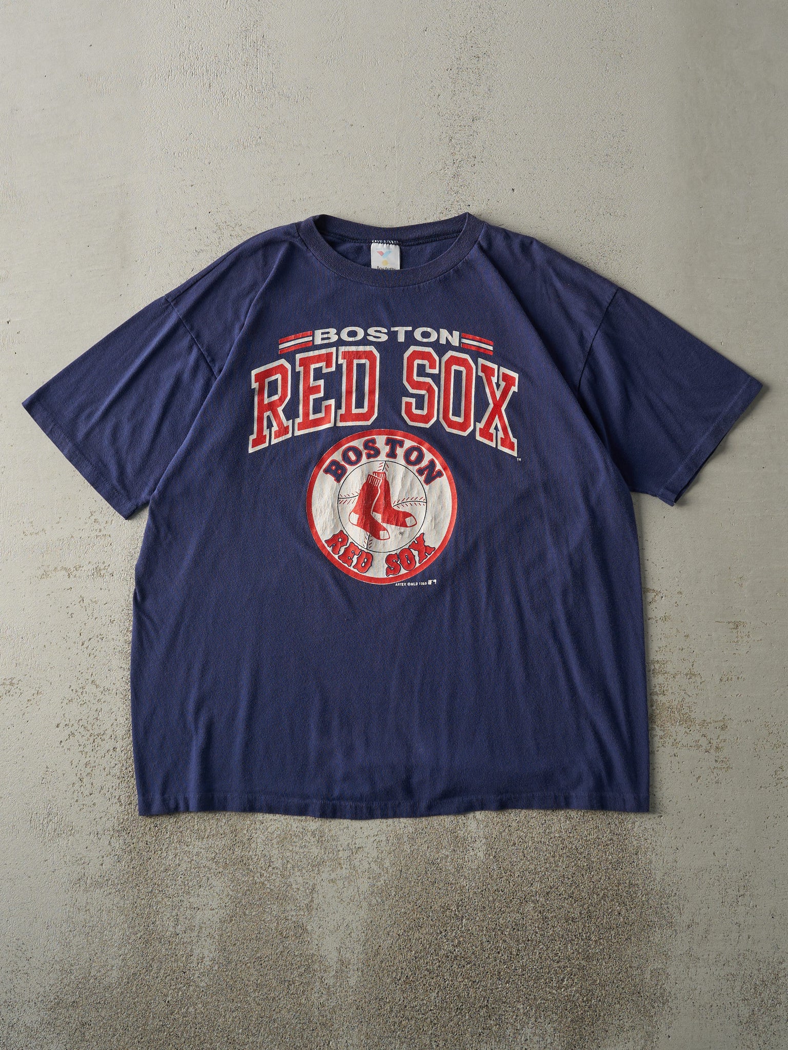 Vintage 89' Navy Blue Boston Red Sox Single Stitch Tee (L)