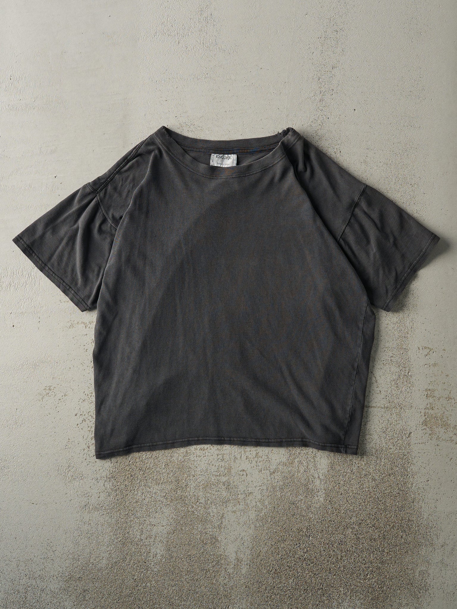 Vintage Y2K Faded Black Blank Boxy Tee (L)