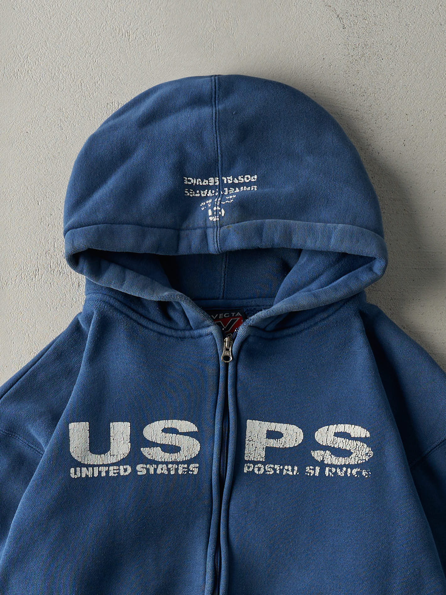 Vintage 90s Blue USPS Heavyweight Boxy Zip Up Hoodie (L)