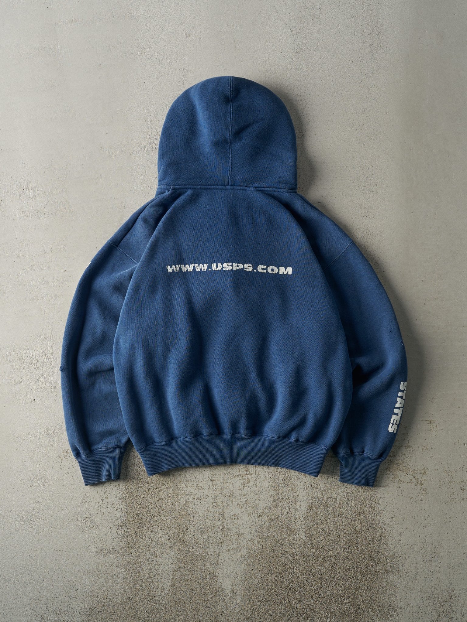 Vintage 90s Blue USPS Heavyweight Boxy Zip Up Hoodie (L