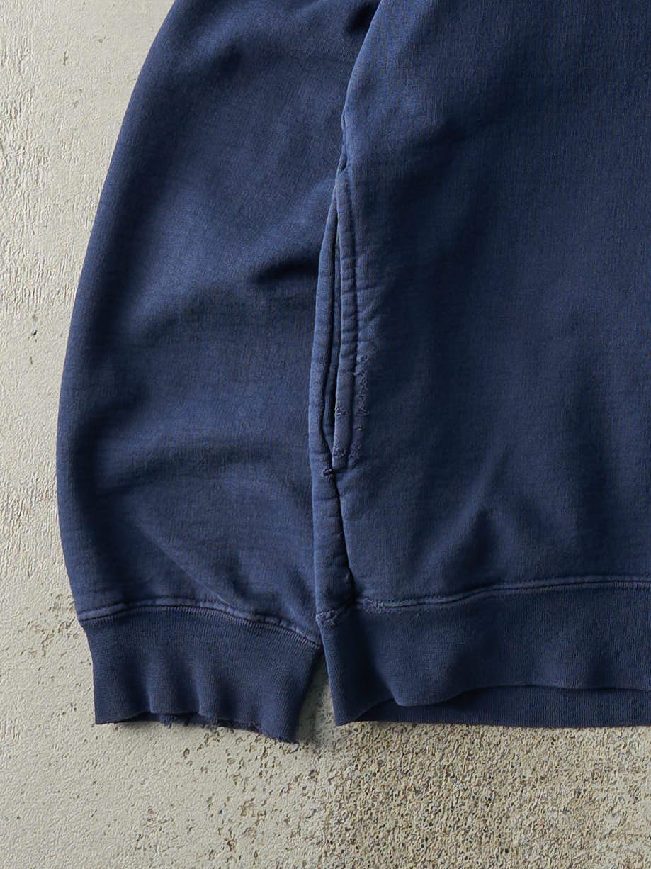 Vintage Y2K Navy Blue Embroidered Adidas Quarter Zip Sweater (M)