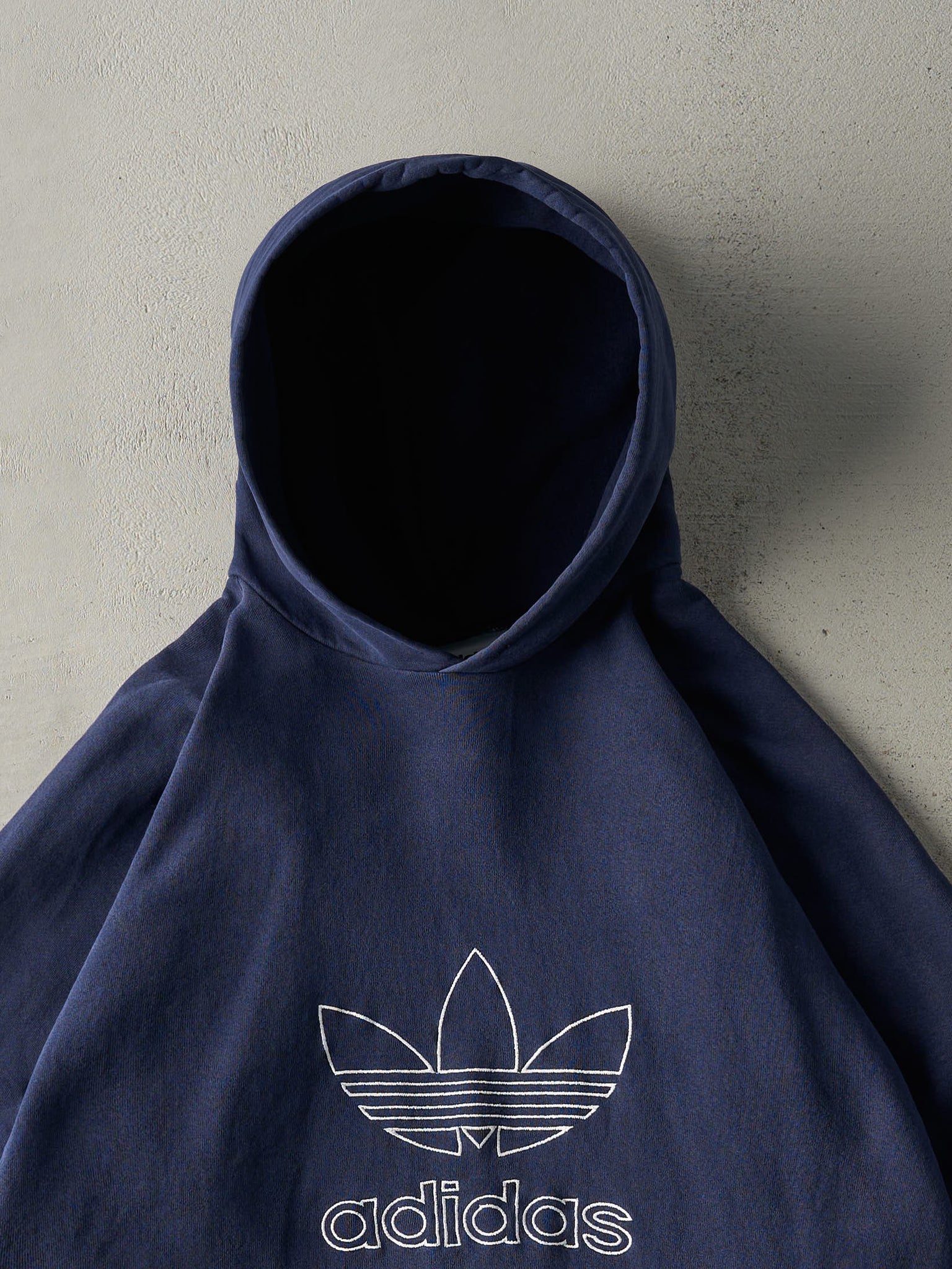 Vintage 90s Navy Blue Embroidered Adidas Hoodie (XL)