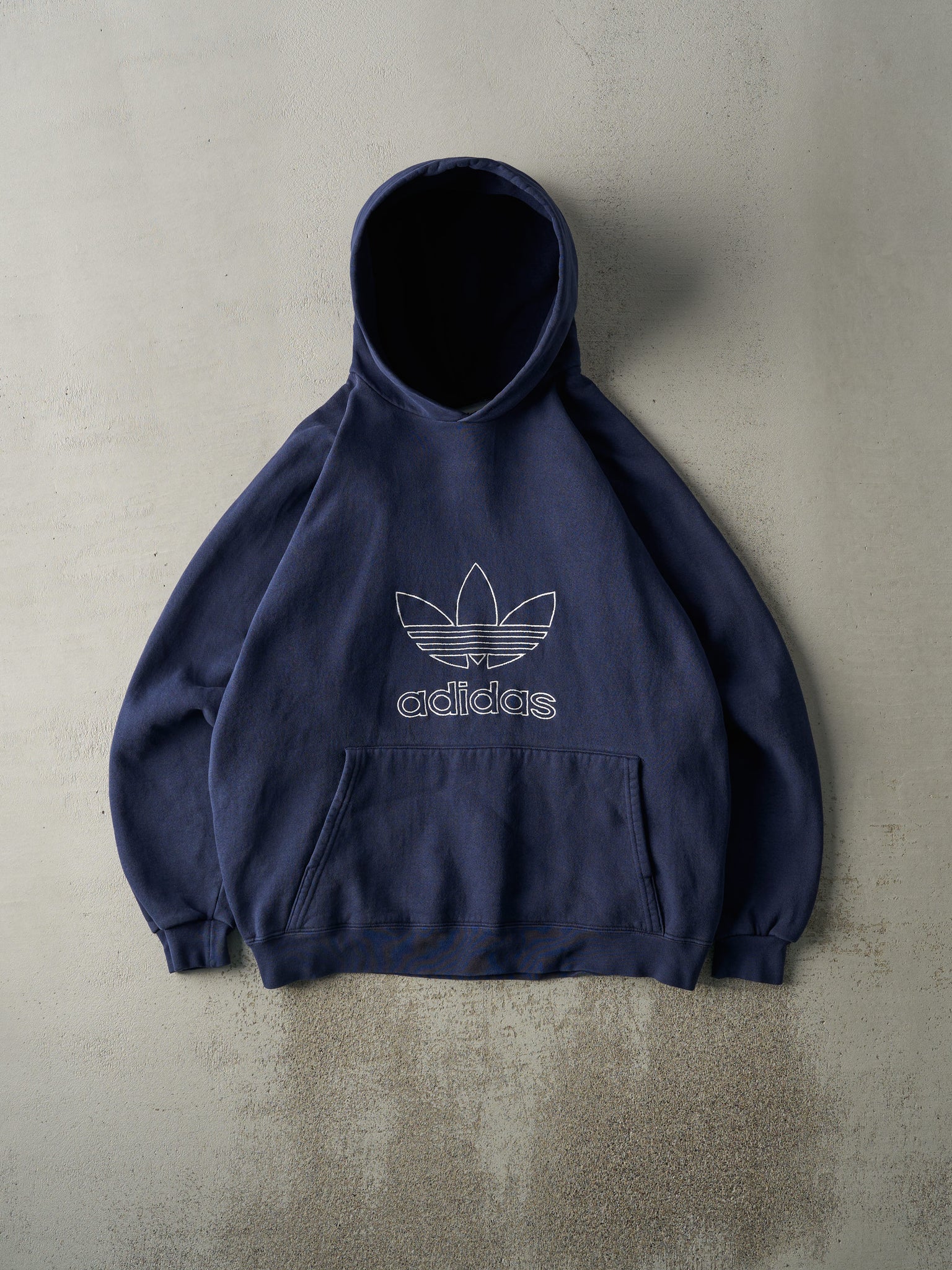 Vintage 90s Navy Blue Embroidered Adidas Hoodie (XL)