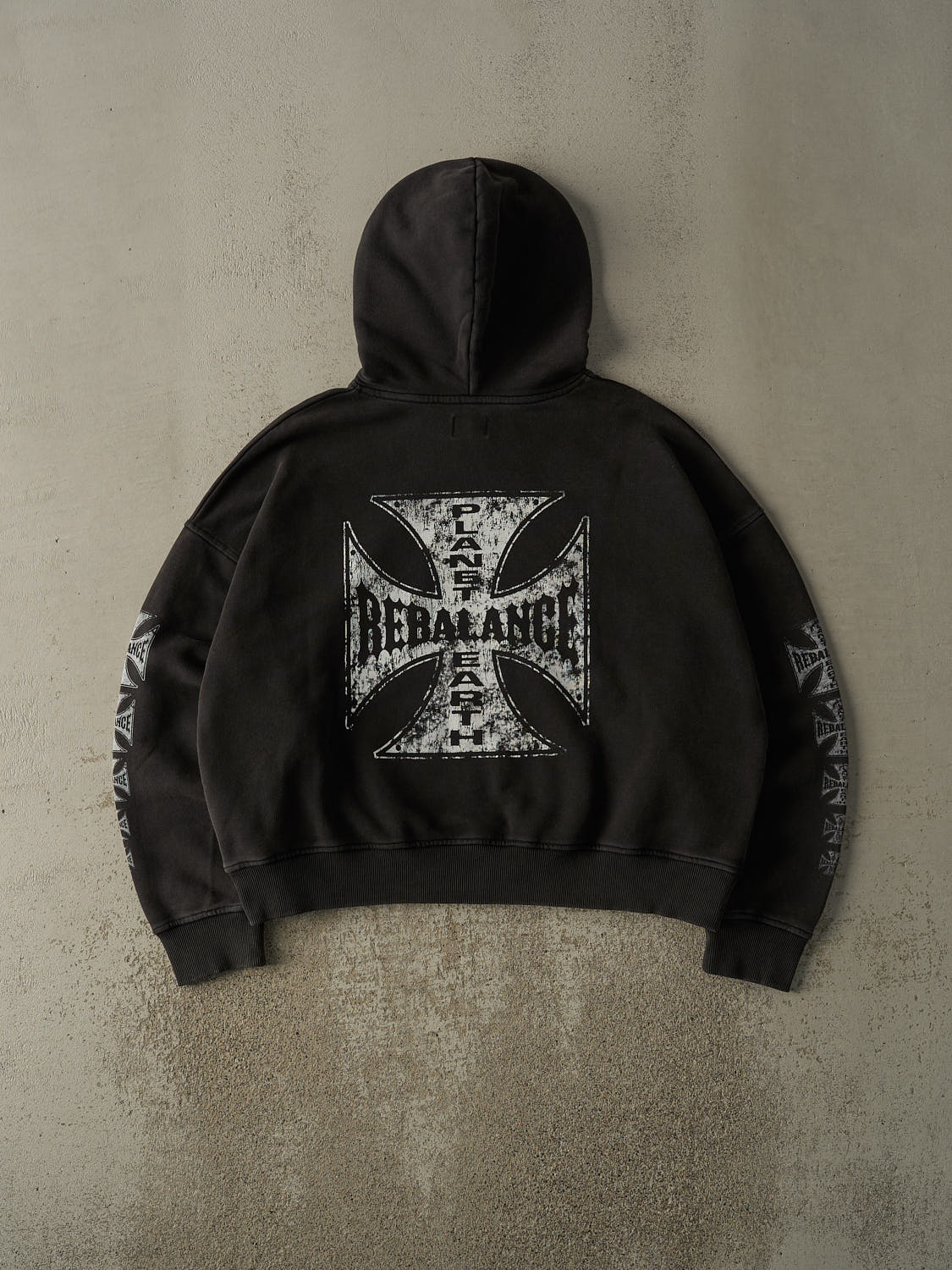 Rebalance The Earth Biker Hoodie - Jet Black