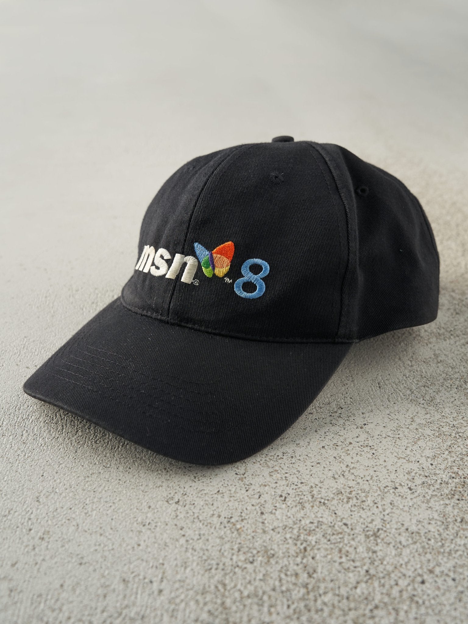 Vintage Y2K Black Embroidered MSN 8 Strapback Hat