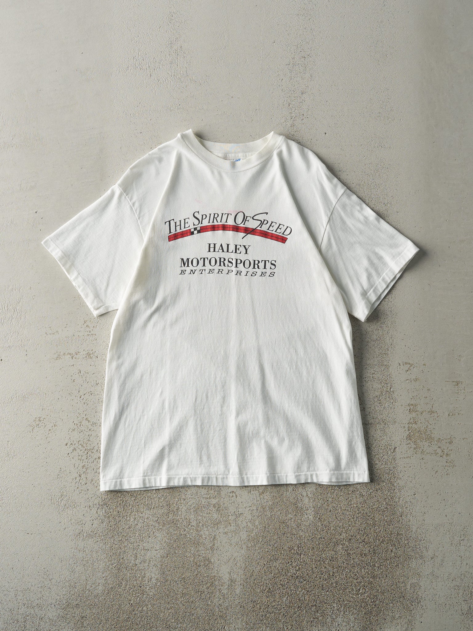 Vintage 90s White Haley Motor Sports Single Stitch Tee (M)