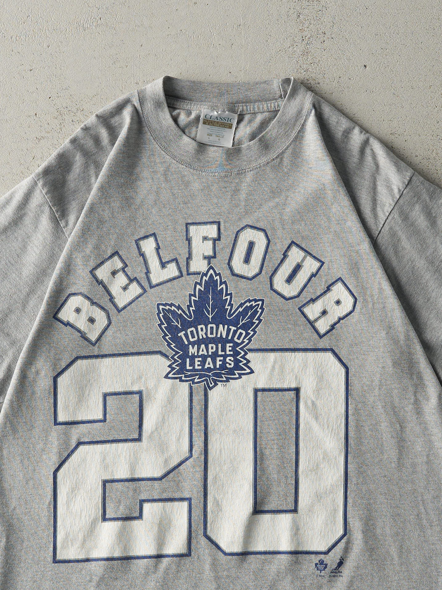 Vintage Y2K Grey Toronto Maple Leafs Ed Belfour Tee (M/L)