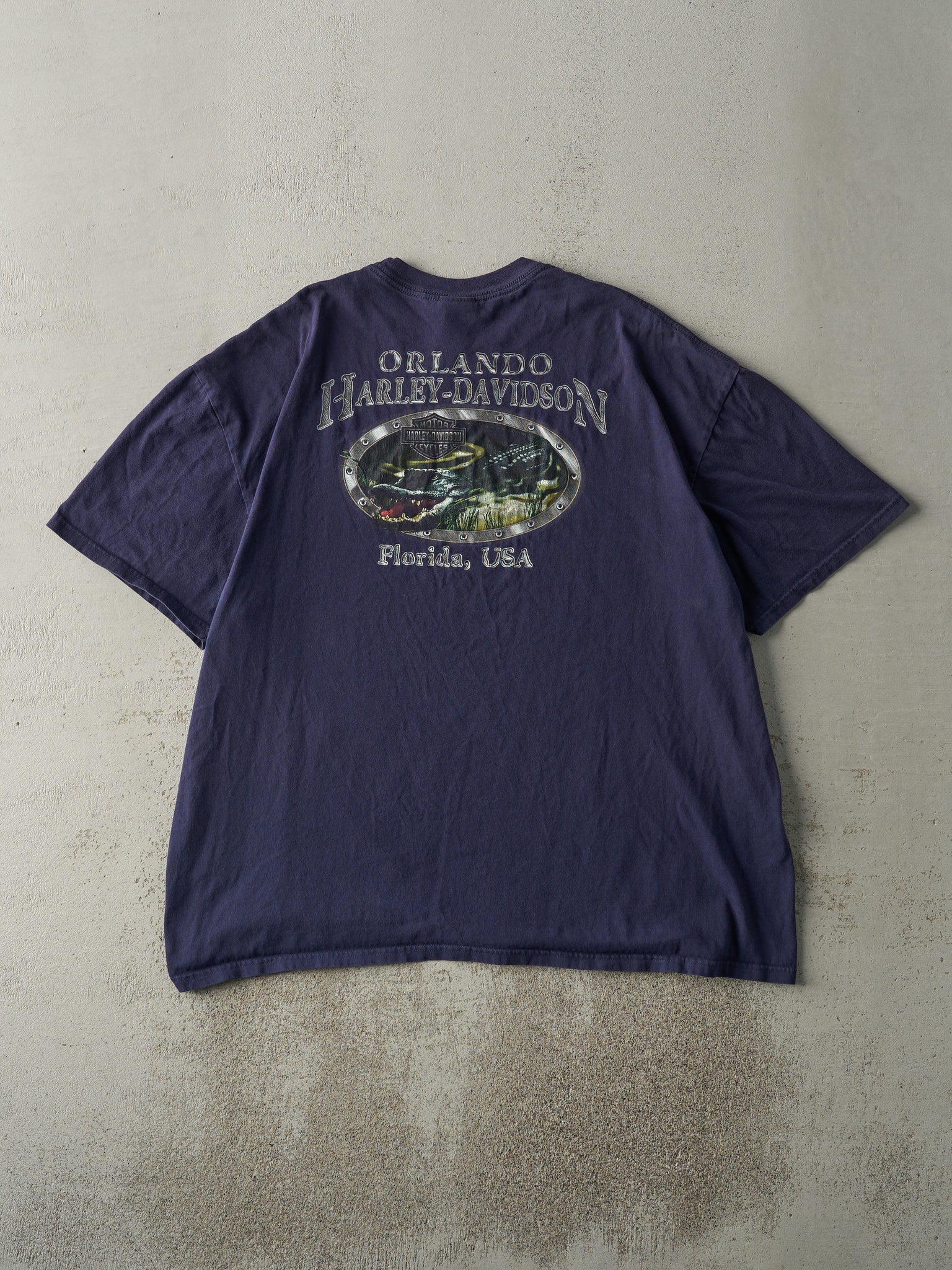 Vintage 02' Navy Blue Orlando Florida Harley Davidson Tee (XXL)