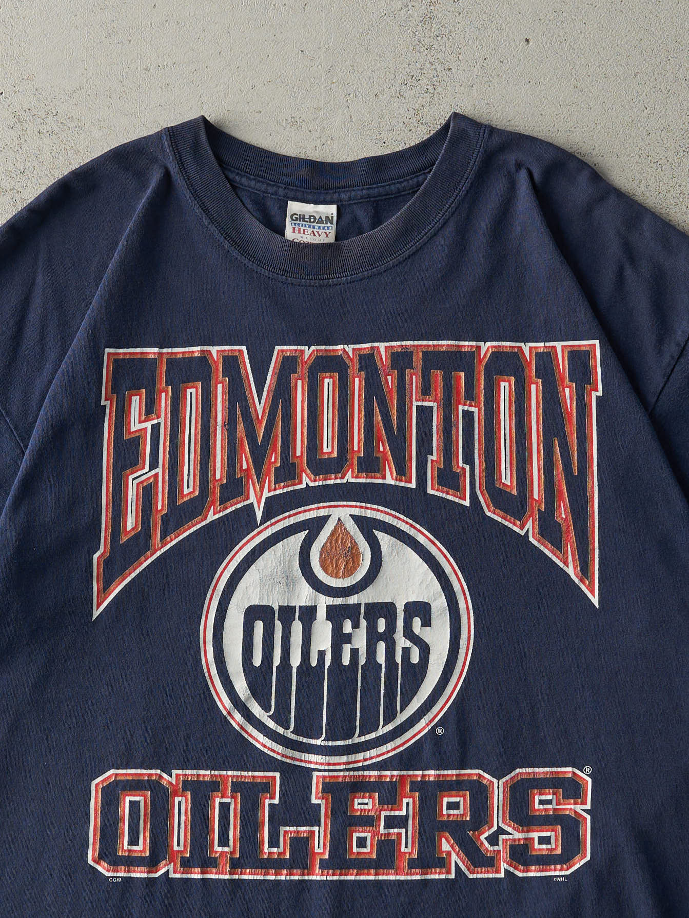 Vintage 90s Navy Blue Edmonton Oilers Tee (L)