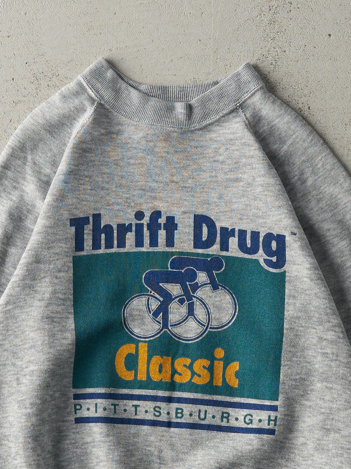 Vintage 90s Grey Thrift Drug Classic Bike Crewneck (S)