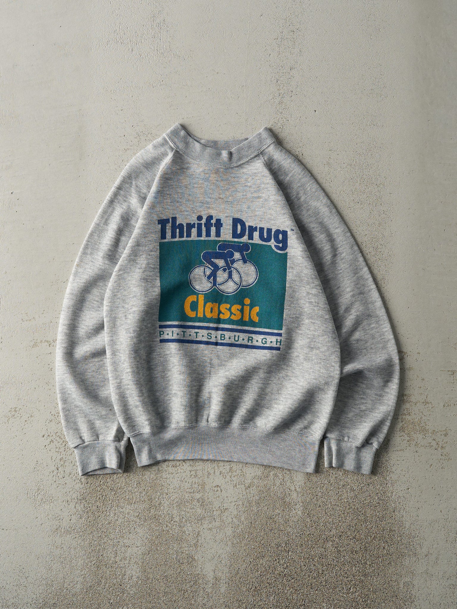 Vintage 90s Grey Thrift Drug Classic Bike Crewneck (S)