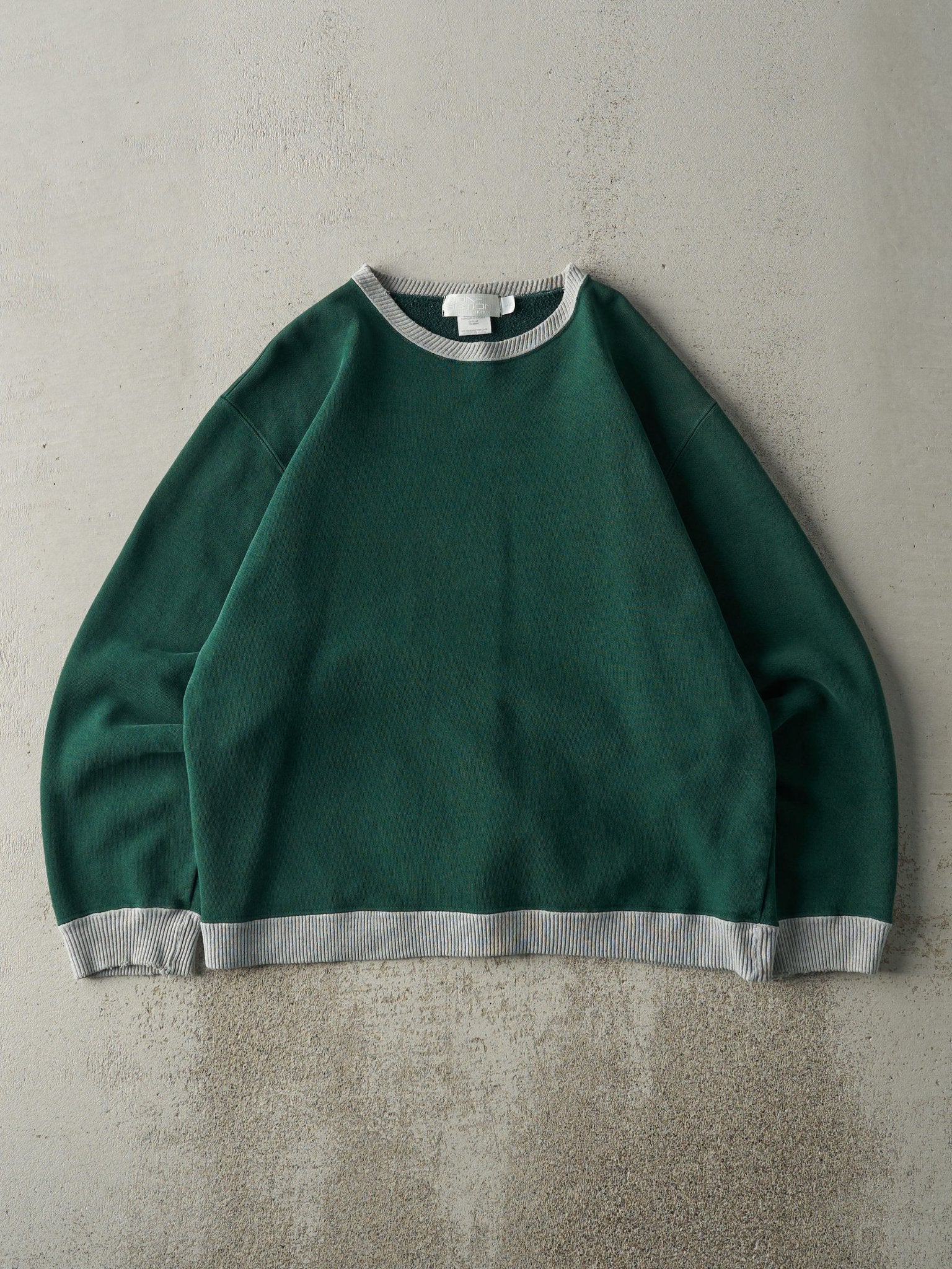 Vintage Y2K Green & Grey Blank Crewneck (L)