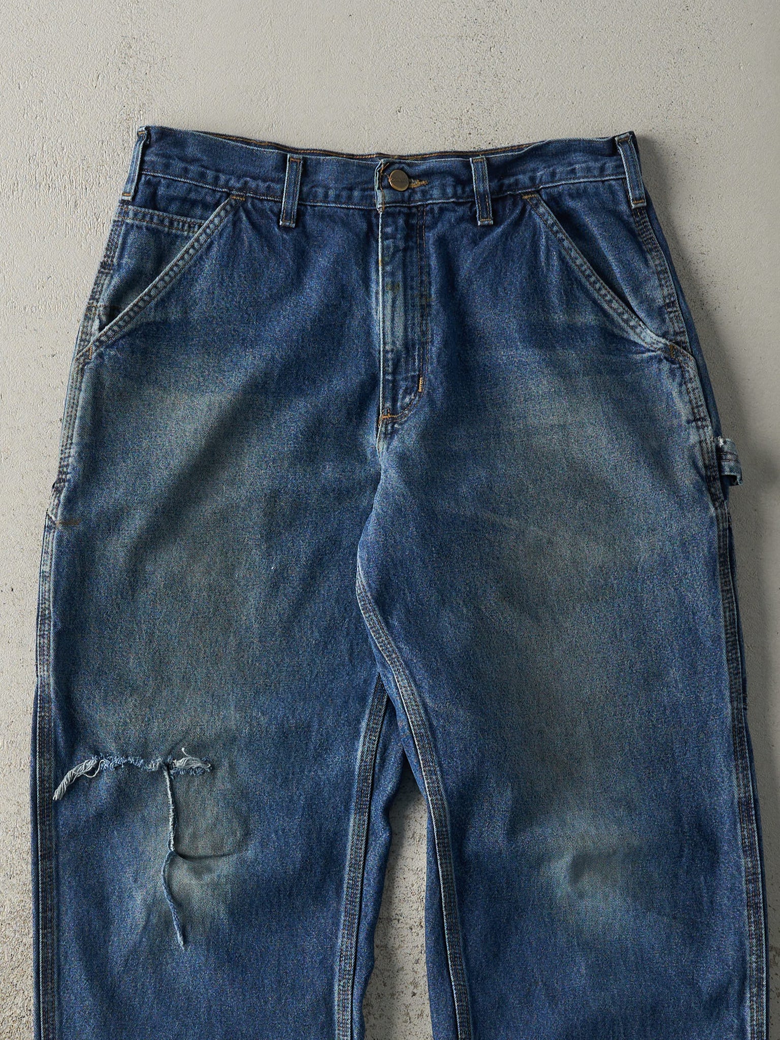 Vintage Y2K Dark Wash Carhartt Dungaree Fit Carpenter Jeans (31x29.5)