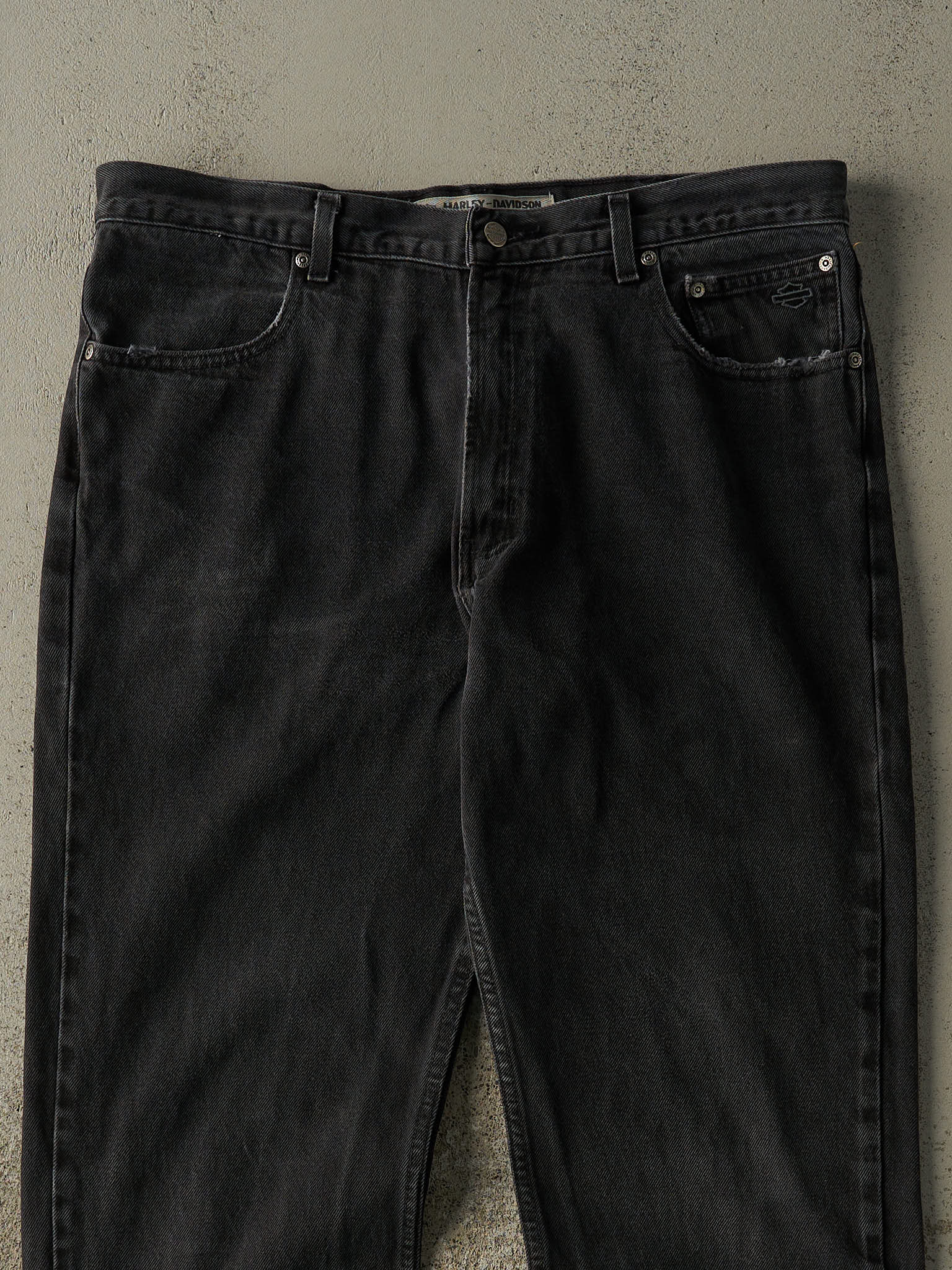 Vintage 90s Faded Black Harley Davidson Denim Pants (37x30)