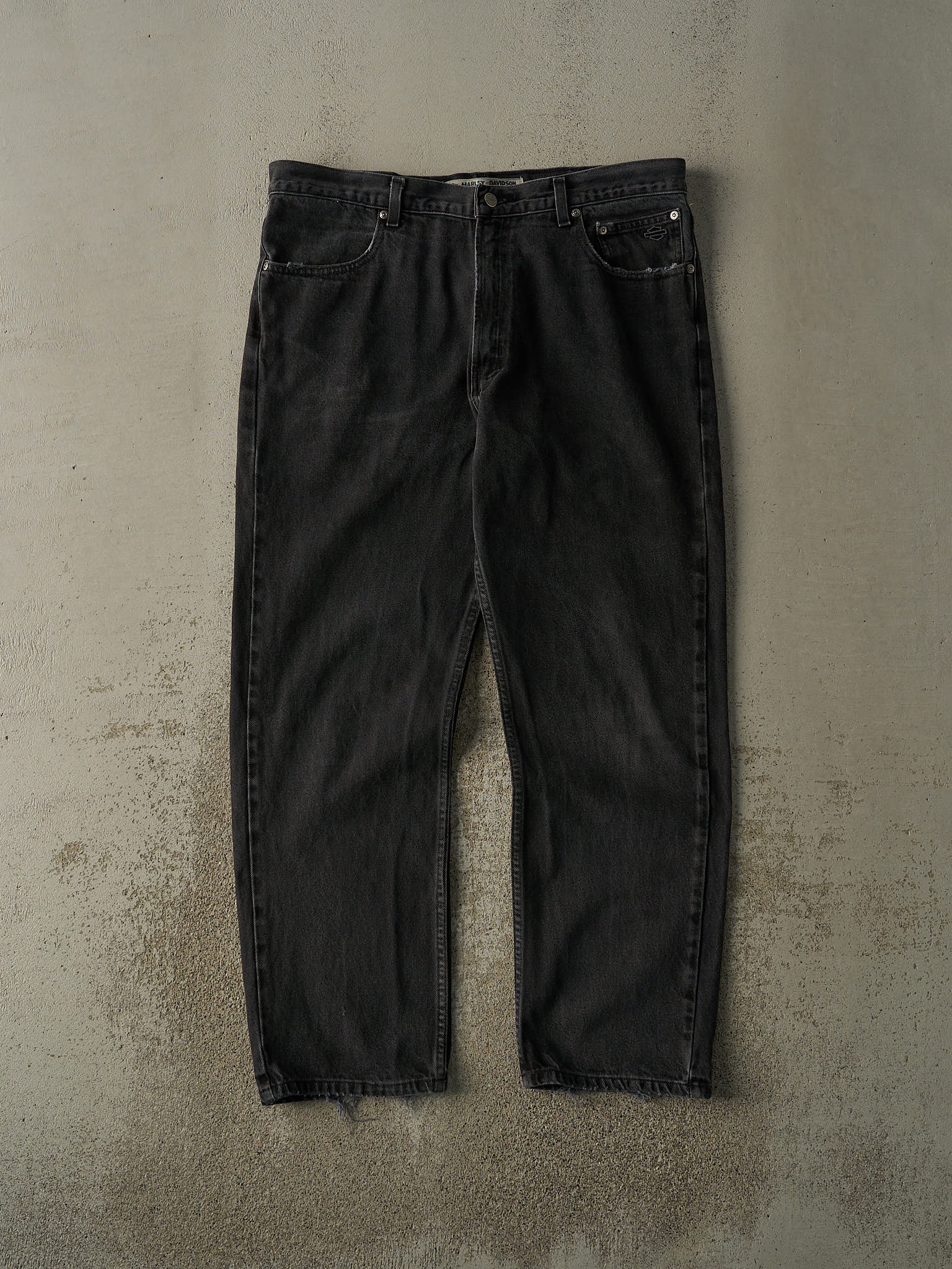 Vintage 90s Faded Black Harley Davidson Denim Pants (37x30)