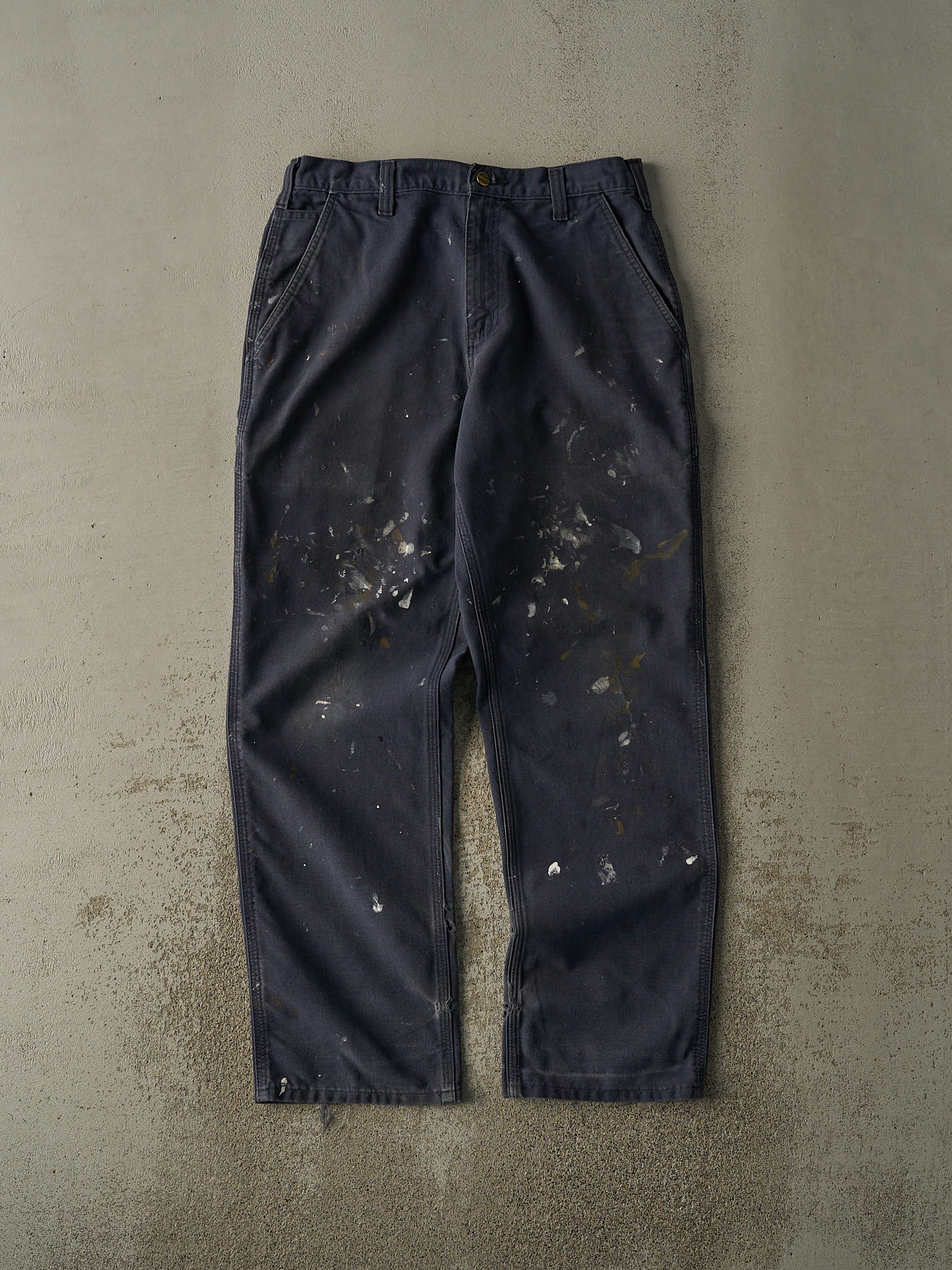 Vintage 90s Faded Navy Blue Carhartt Carpenter Work Pants (33.5x32.5)