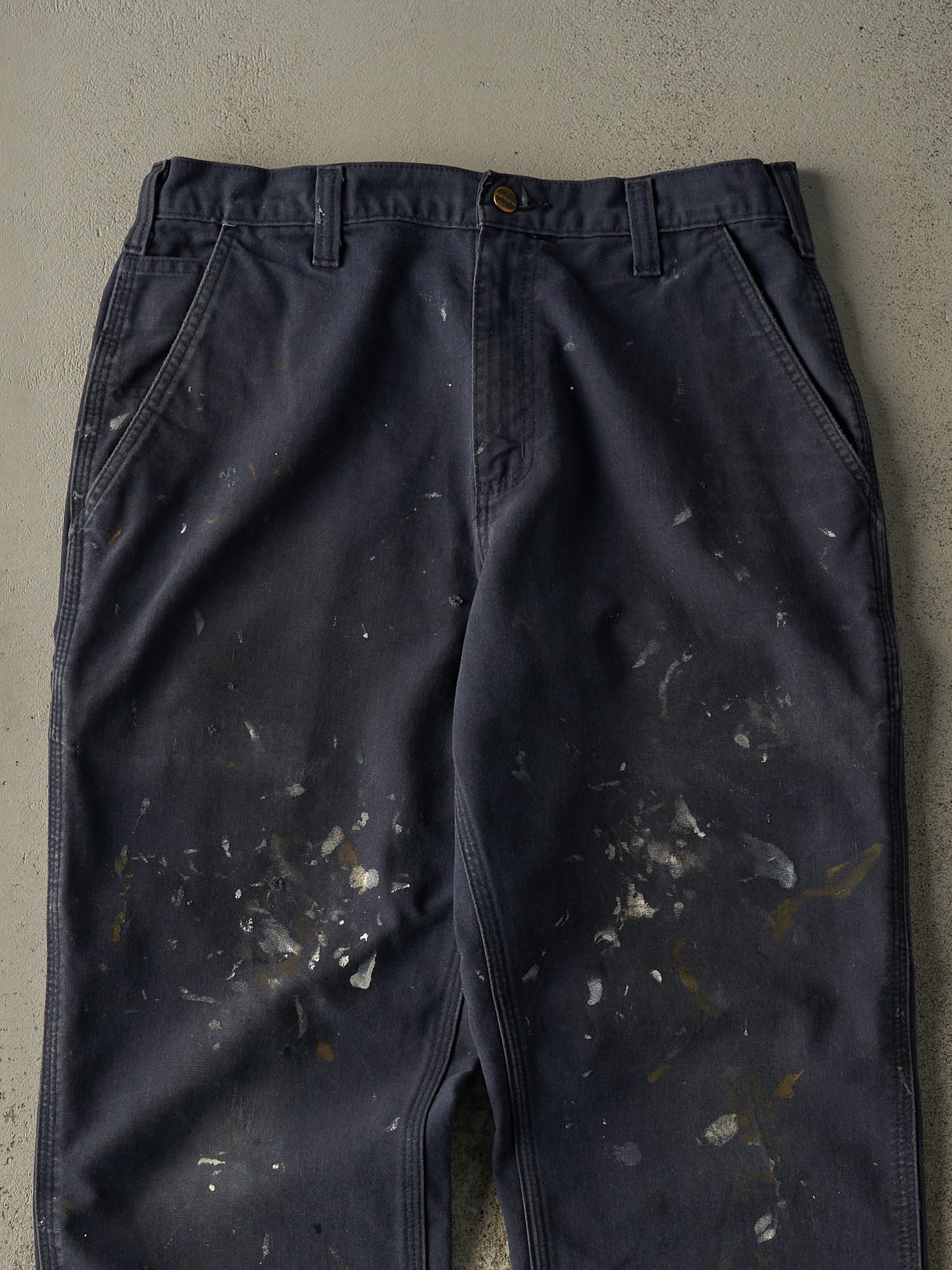 Vintage 90s Faded Navy Blue Carhartt Carpenter Work Pants (33.5x32.5)
