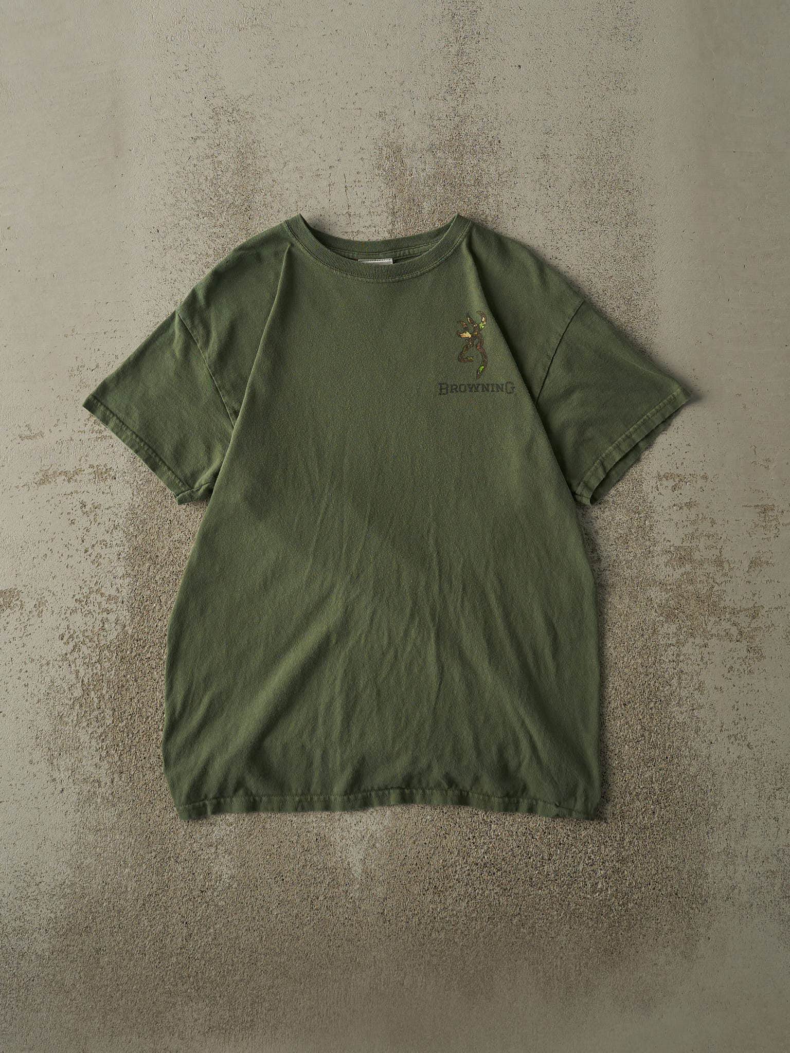 Vintage Y2K Faded Green Browning Logo Tee (S/M)