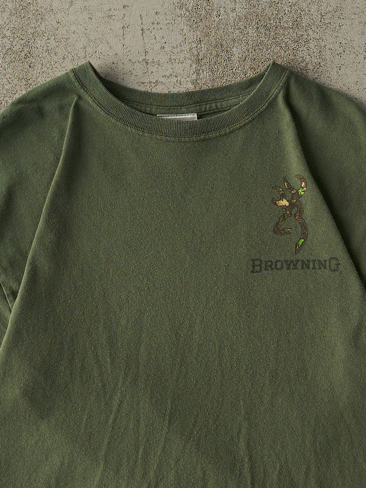 Vintage Y2K Faded Green Browning Logo Tee (S/M)