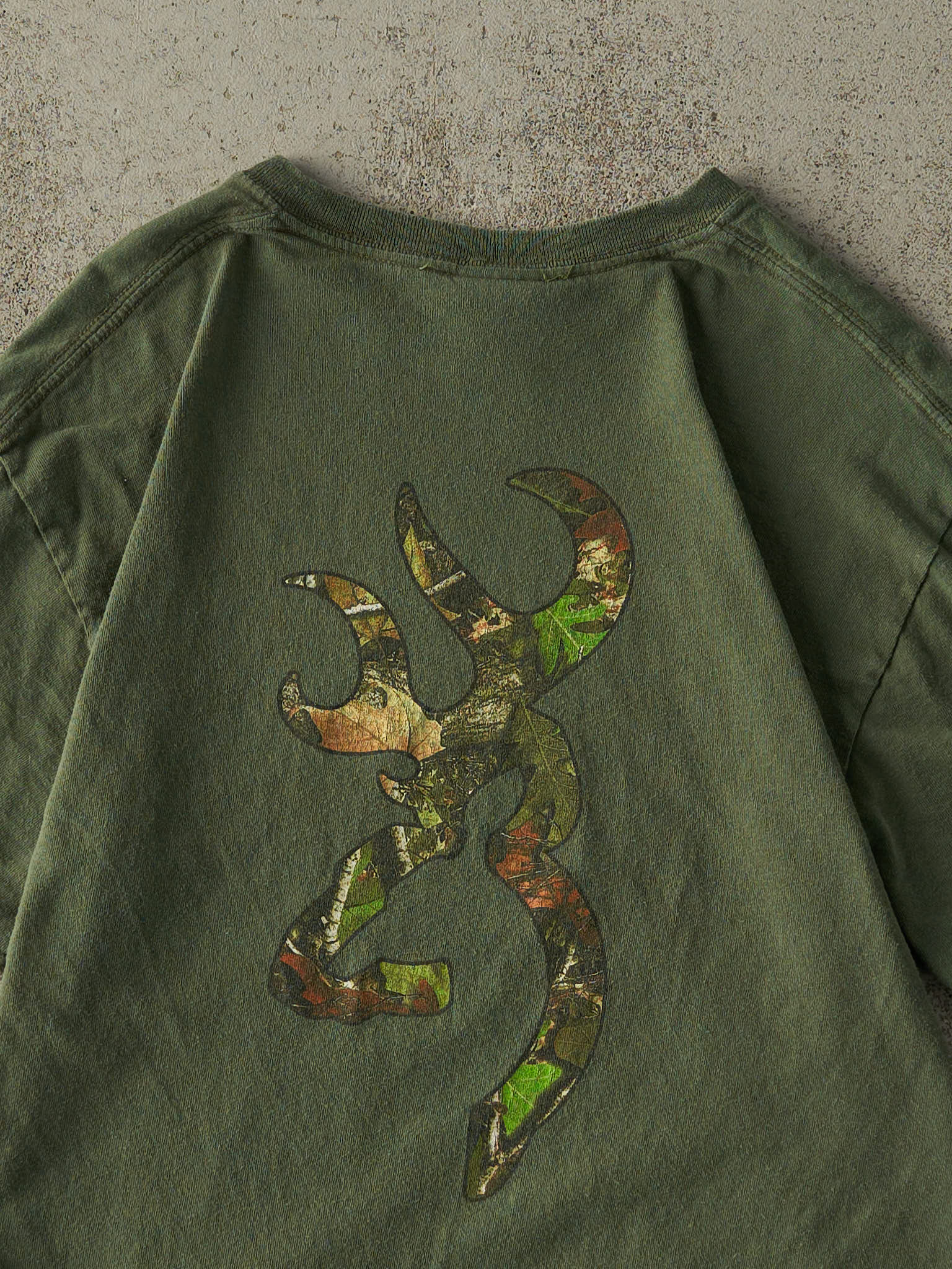 Vintage Y2K Faded Green Browning Logo Tee (S/M)