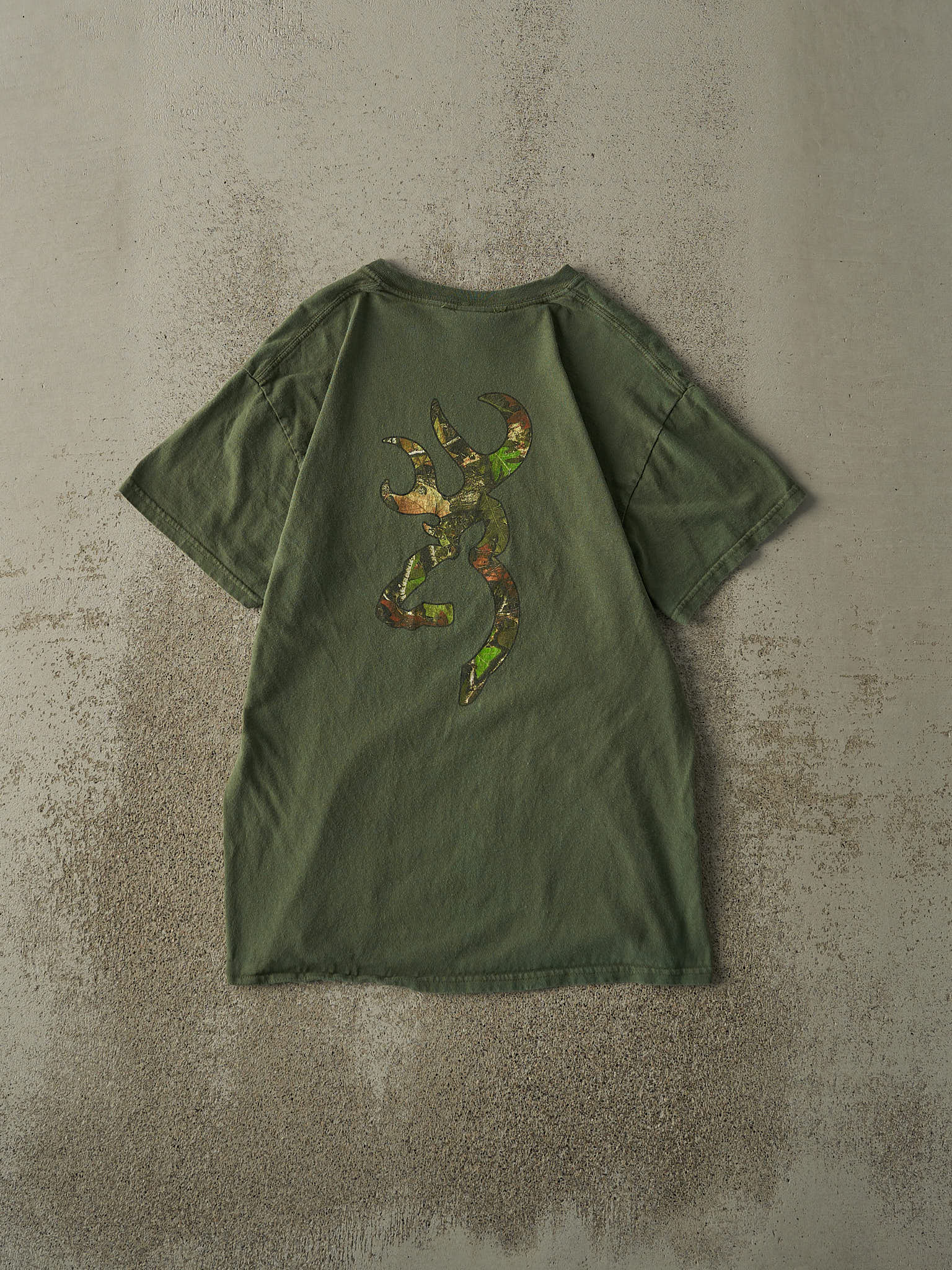 Vintage Y2K Faded Green Browning Logo Tee (S/M)