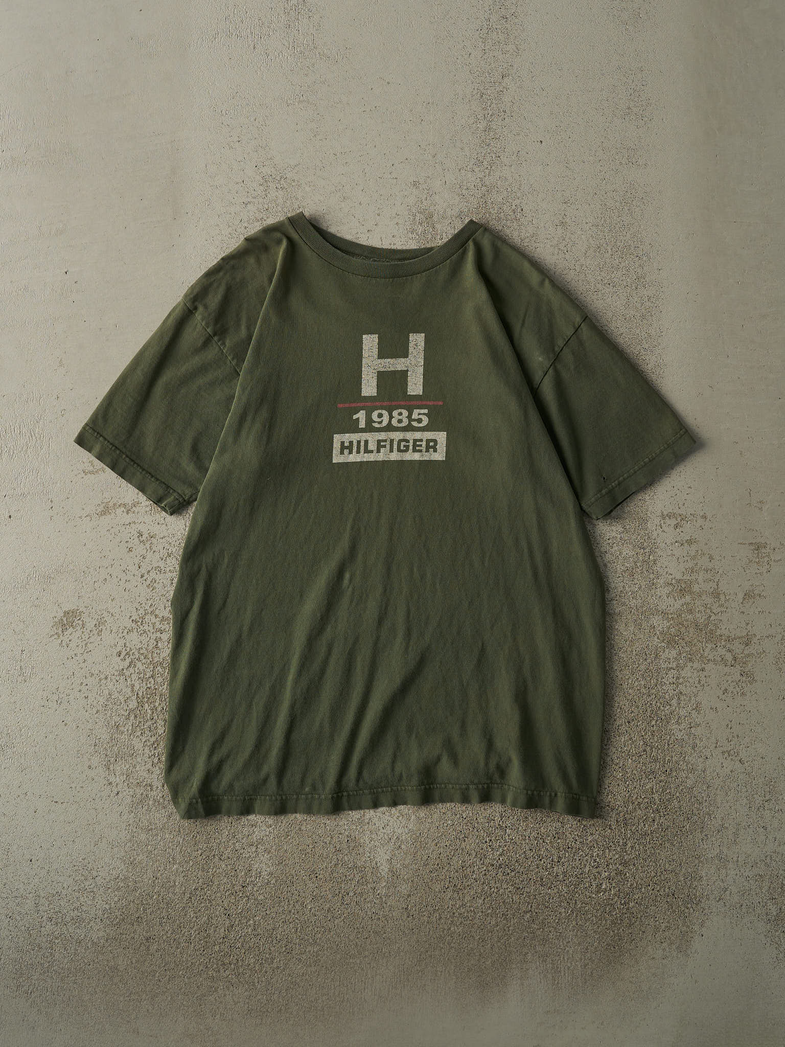 Vintage 90s Sun Faded Green Tommy Hilfiger Tee (L)