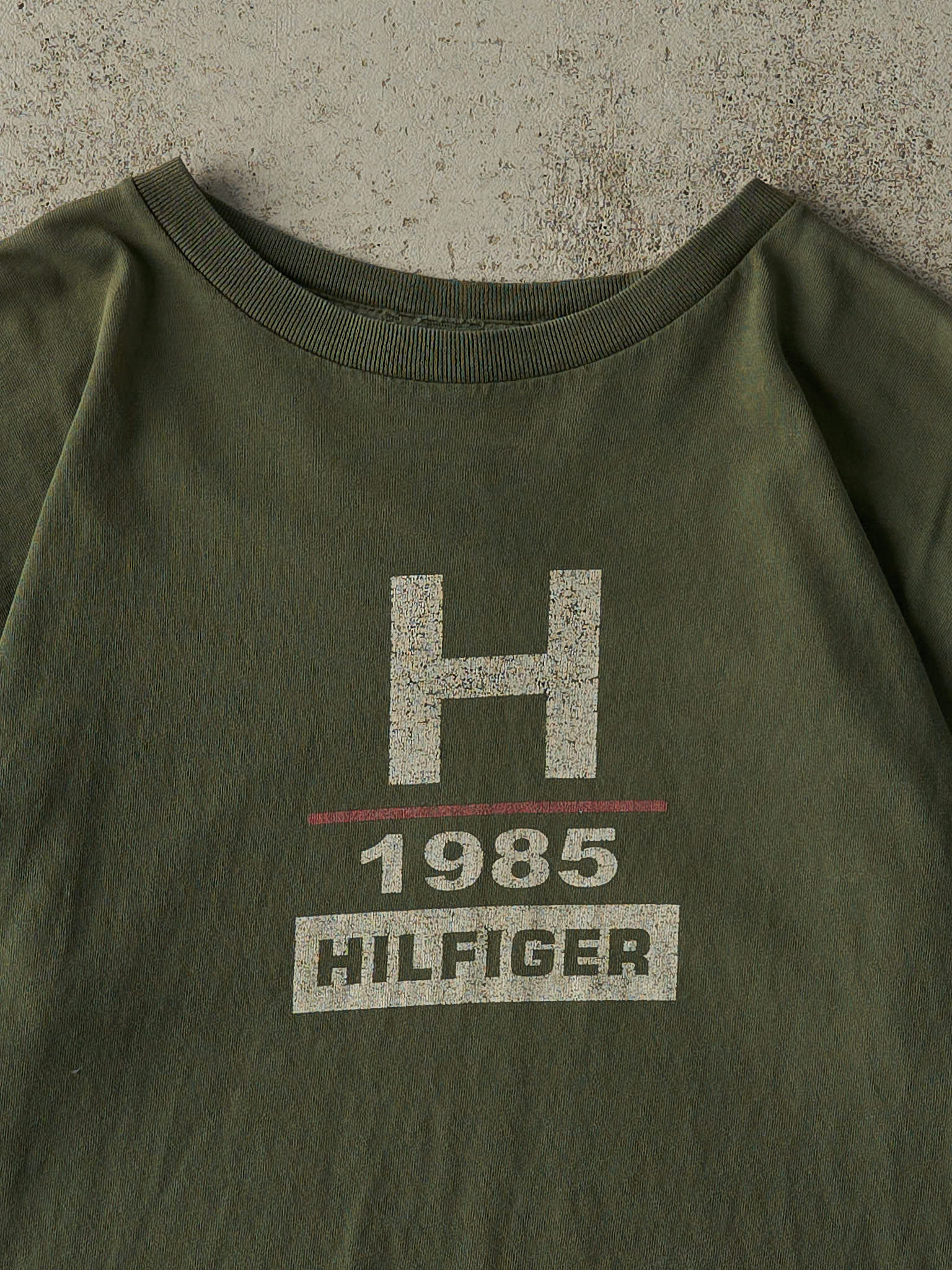 Vintage 90s Sun Faded Green Tommy Hilfiger Tee (L)
