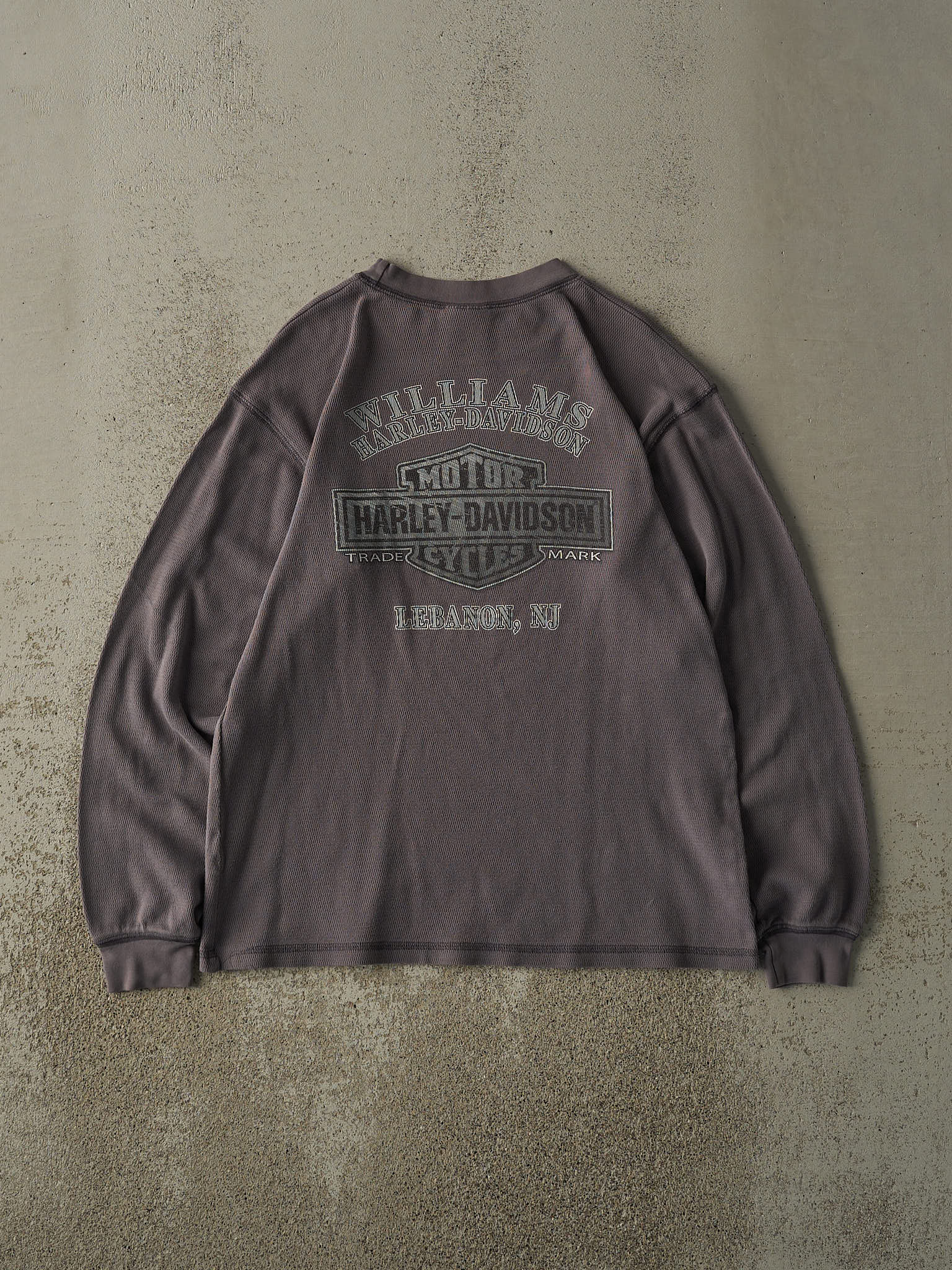 Vintage 07' Faded Grey Lebanon NJ Harley Davidson Thermal Long Sleeve (M)