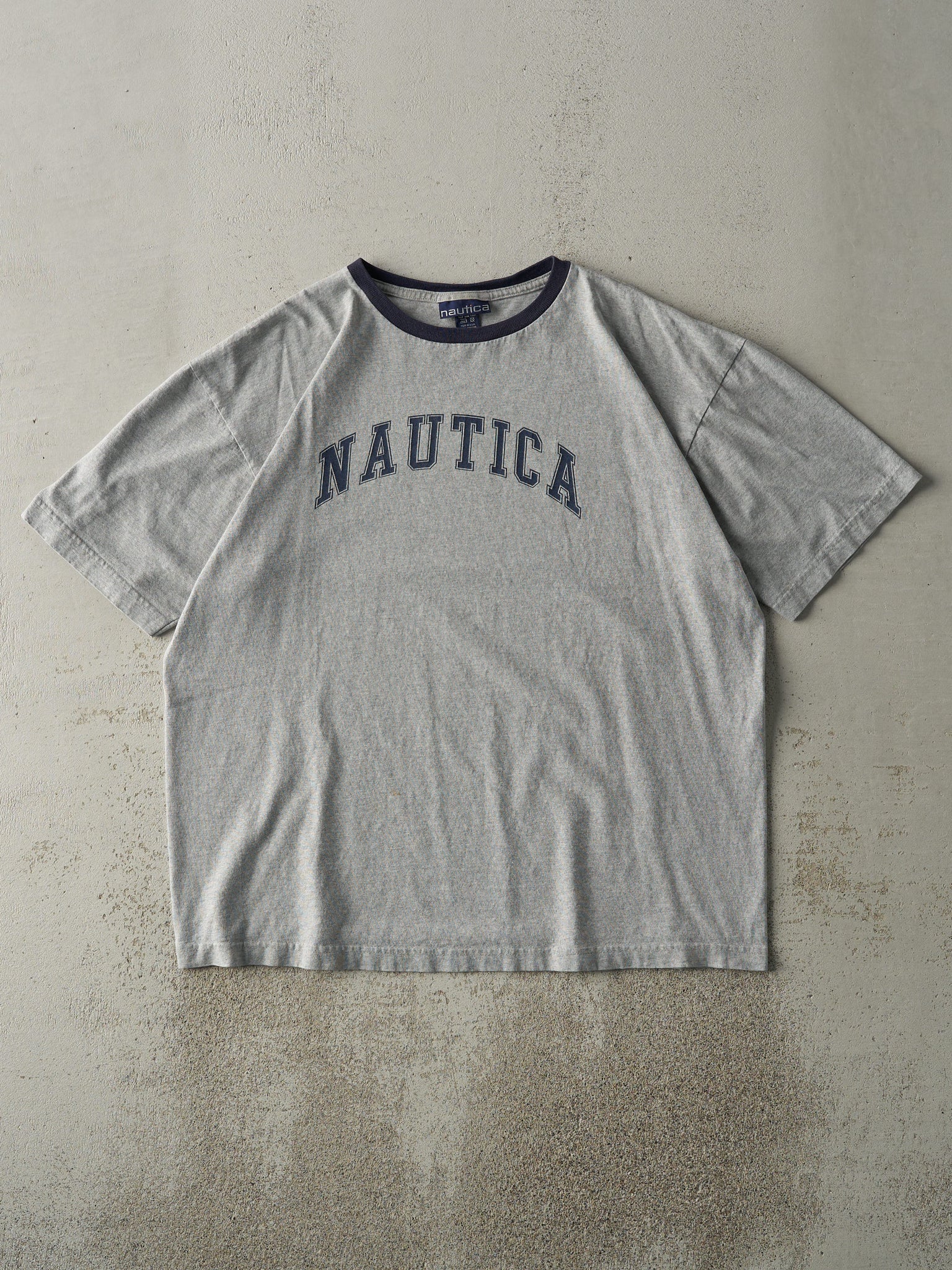 Vintage Y2K Grey & Navy Nautica Tee (L)