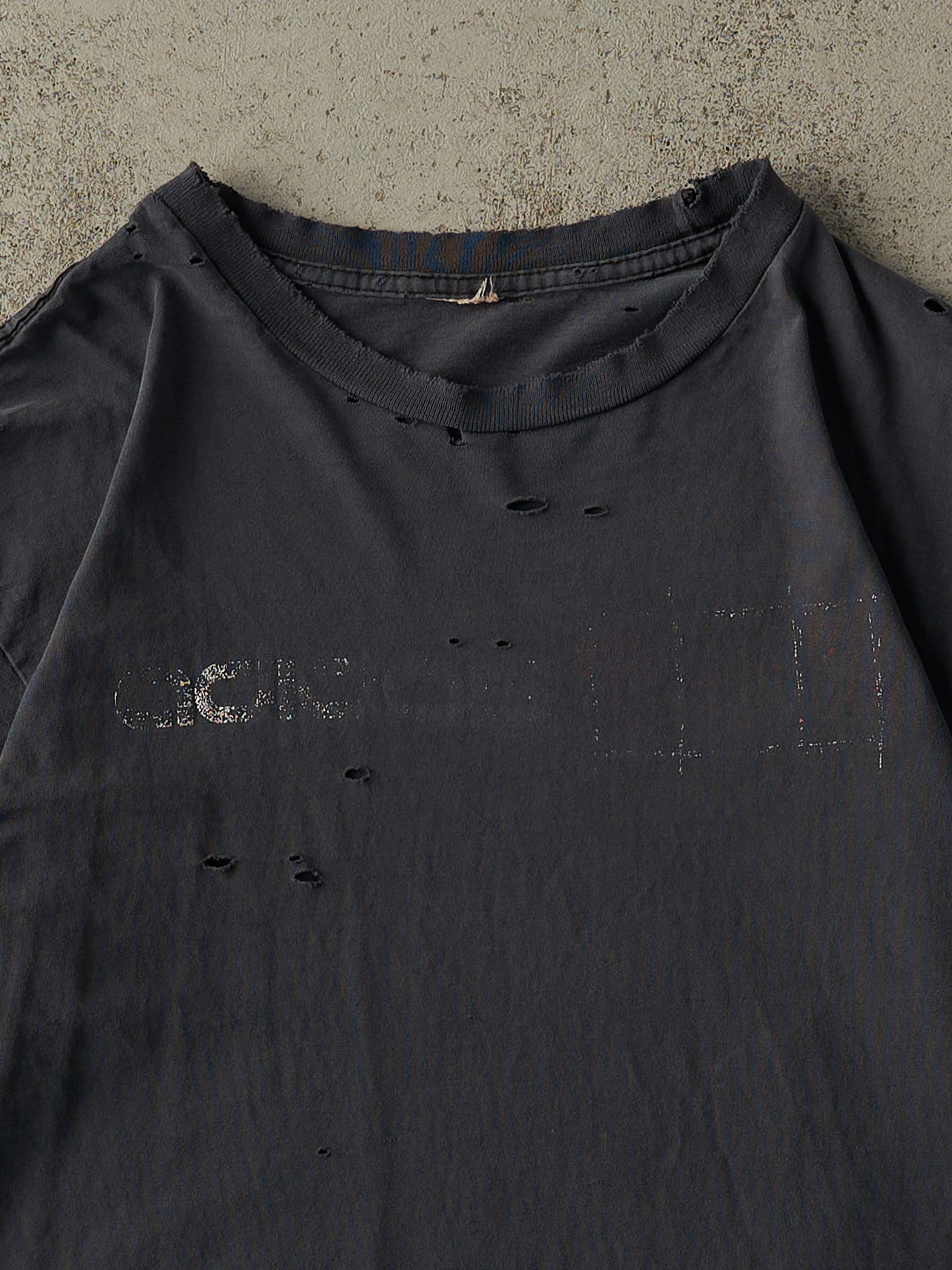 Vintage 90s Faded Black Adidas Logo Tee (M/L)