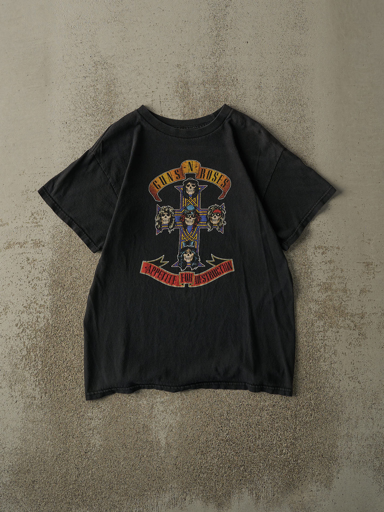 Vintage Y2K Faded Black Guns N Roses Band Tee (S/M)