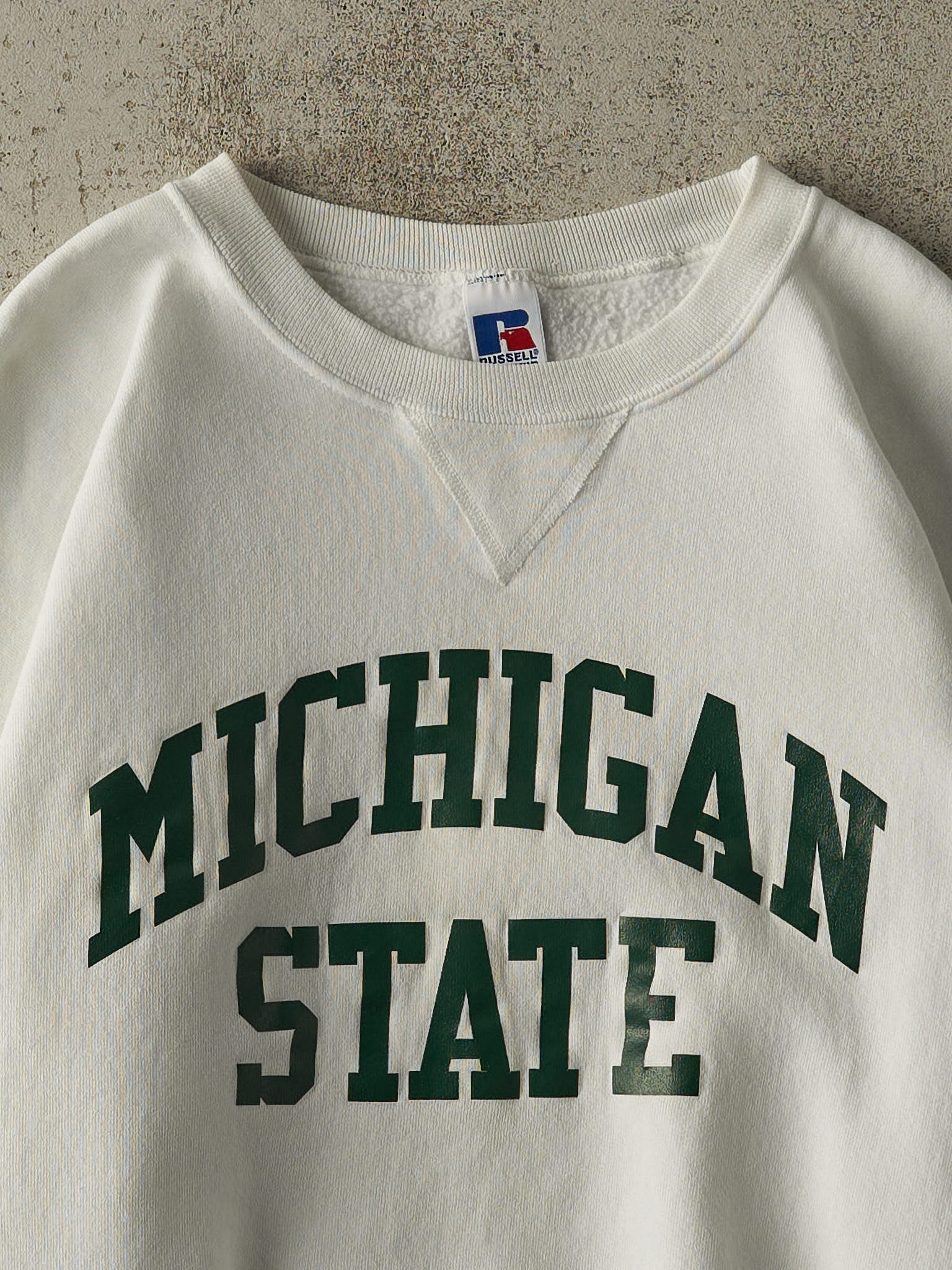 Vintage 90s White Michigan State University Russell Athletic Crewneck (XL)
