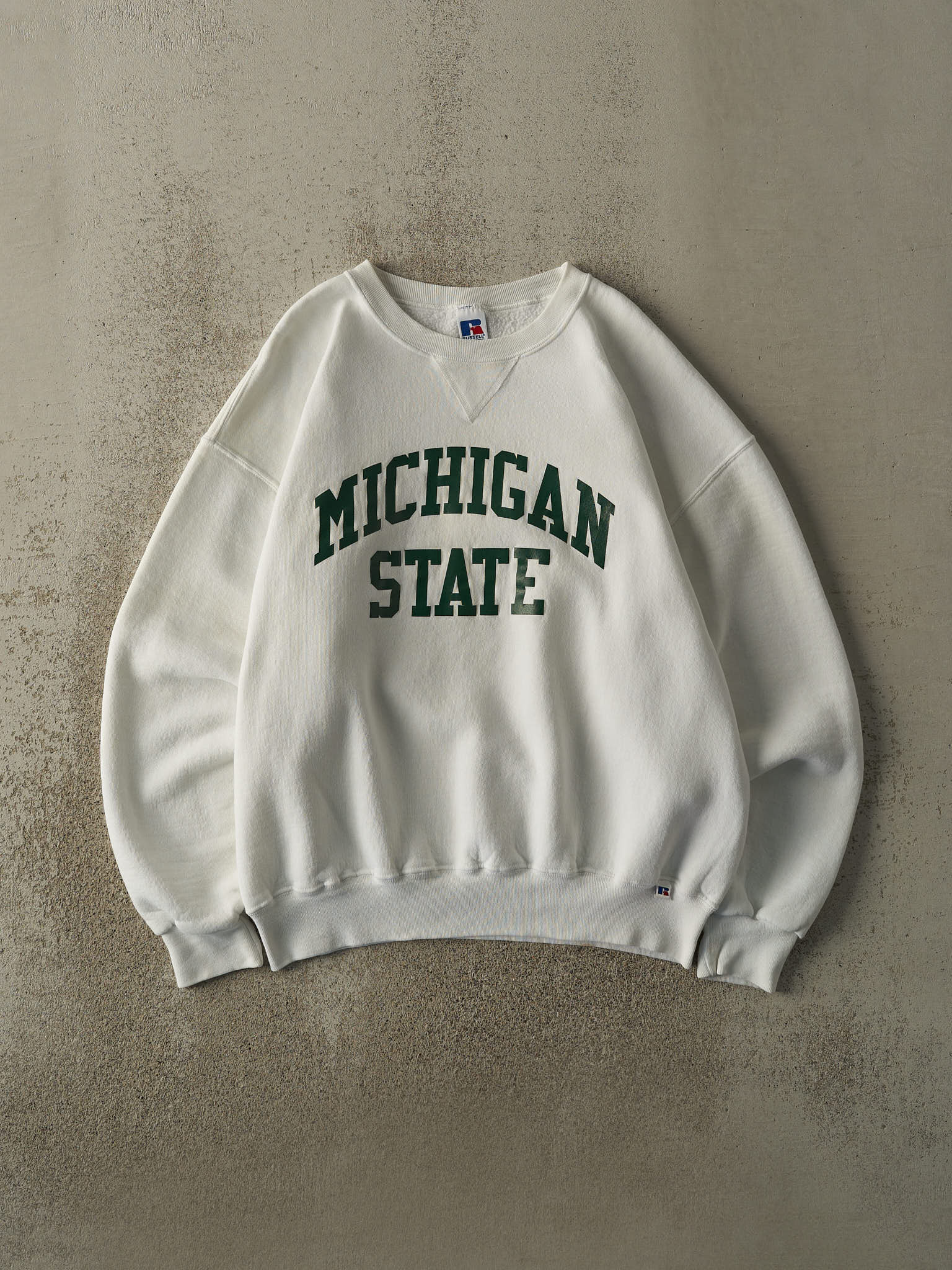 Vintage 90s White Michigan State University Russell Athletic Crewneck (XL)