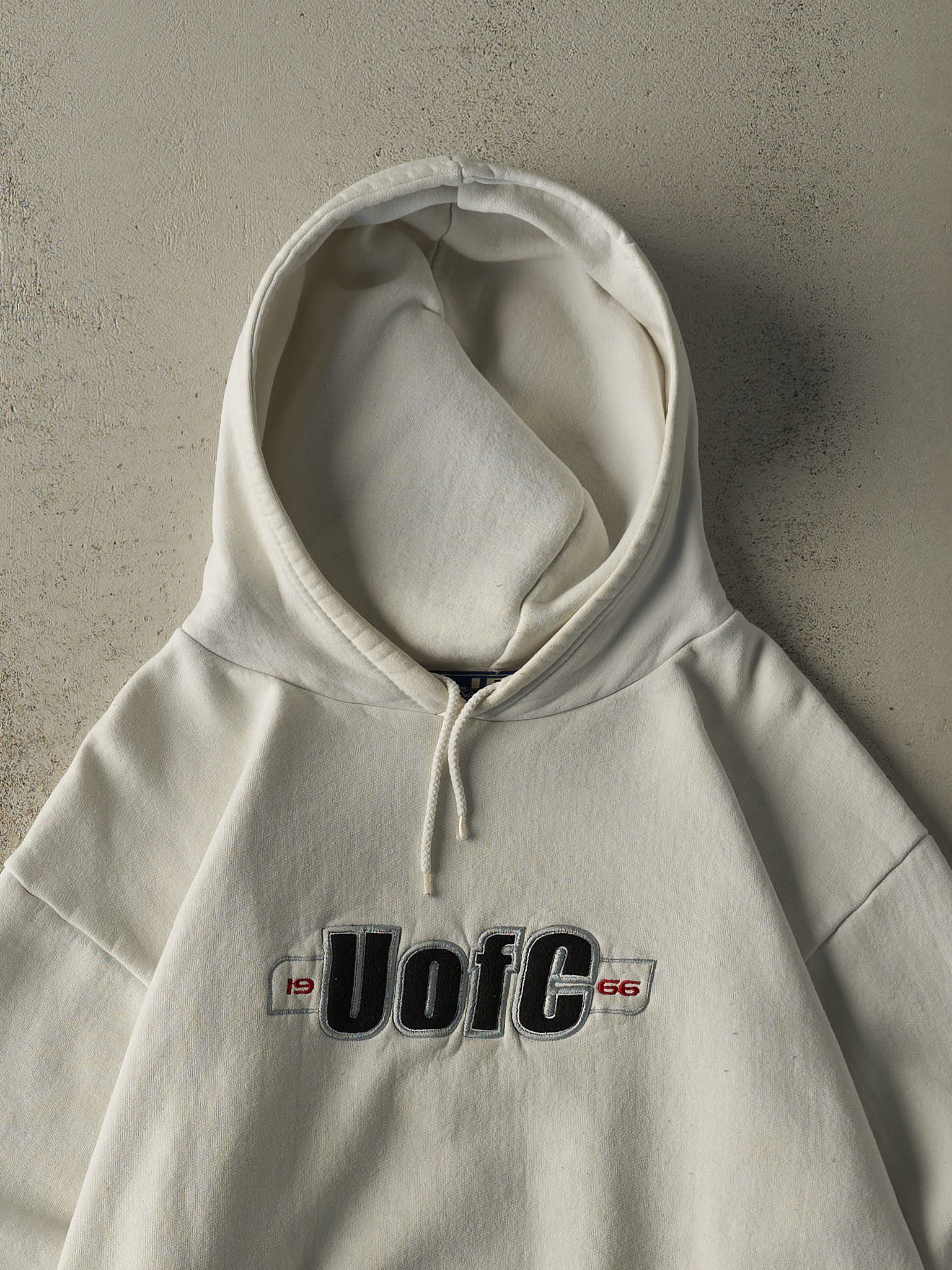 Vintage 90s White University of Calgary Embroidered Hoodie (M)