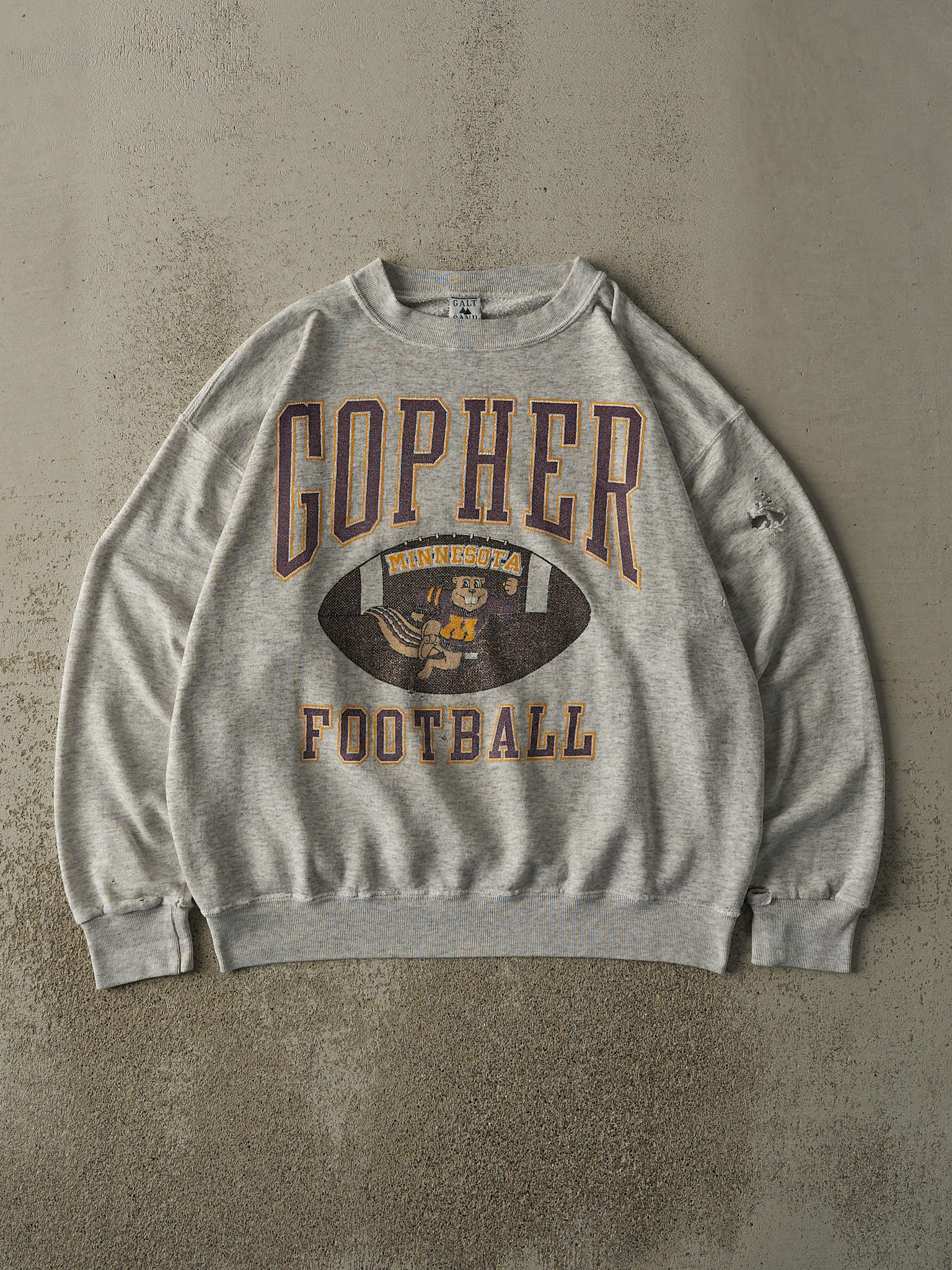 Vintage 90s Heather Grey University of Minnesota Gopher Football Crewneck (L/XL)