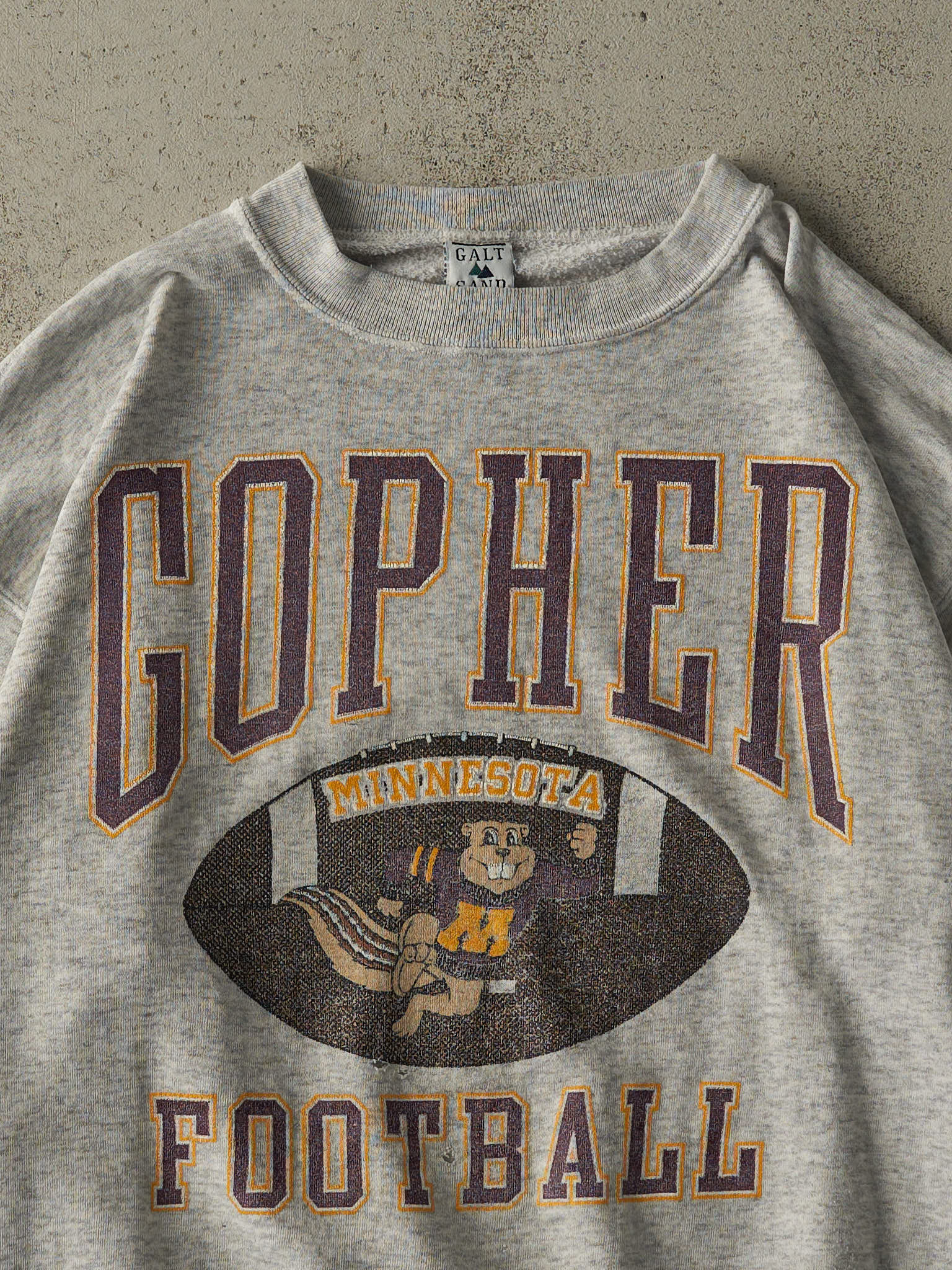 Vintage 90s Heather Grey University of Minnesota Gopher Football Crewneck (L/XL)