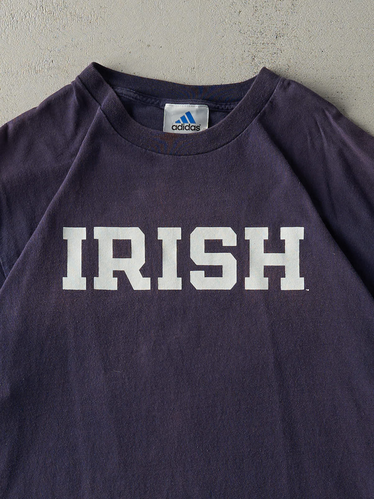 Vintage Y2K Navy Blue Adidas Notre Dame Fighting Irish Tee (L/XL)