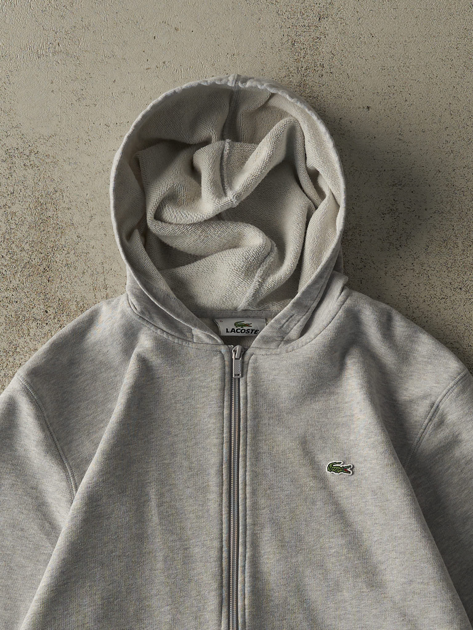 Vintage Y2K Heather Grey Lacoste Zip Up Hoodie (S/M)
