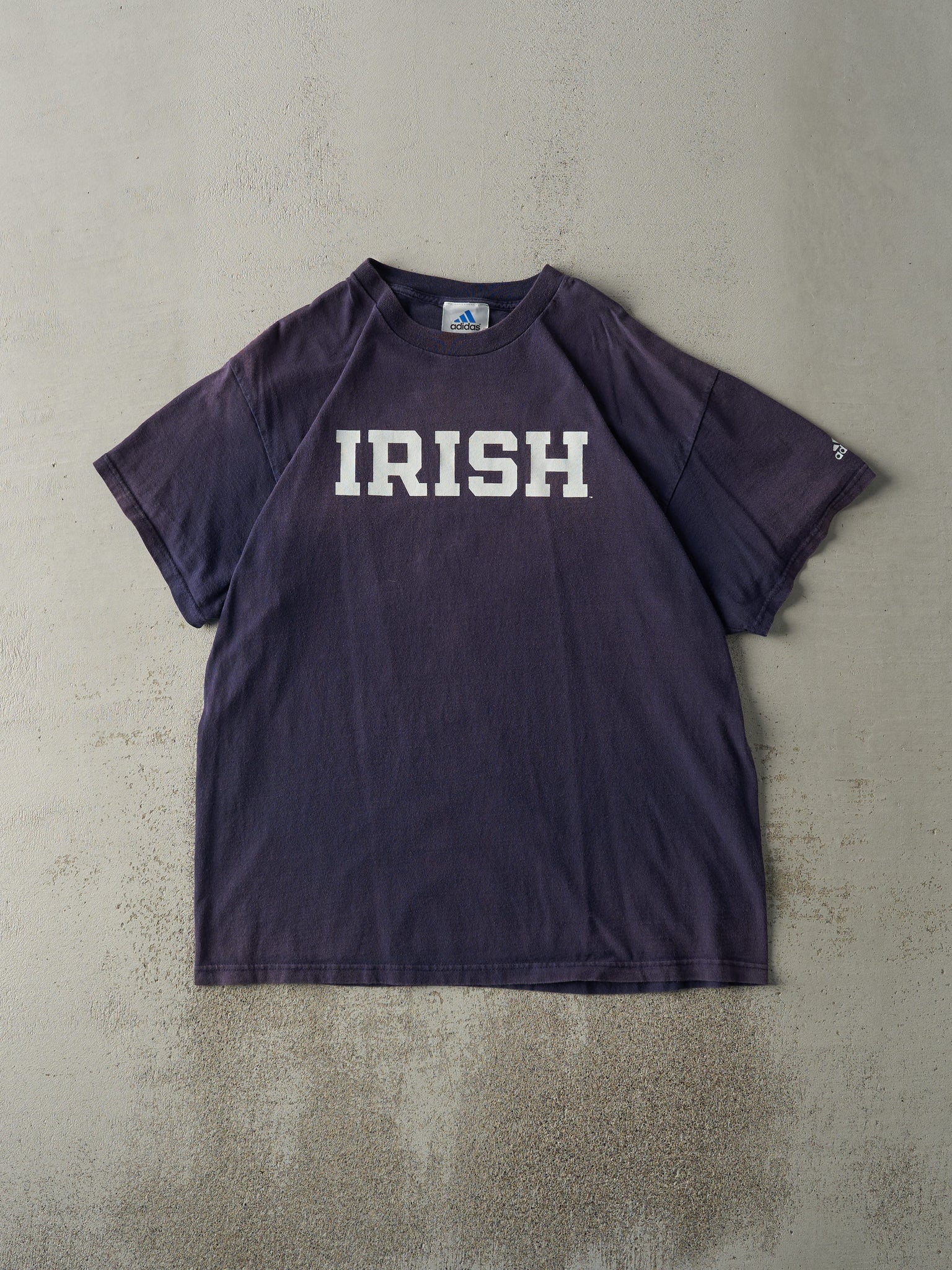 Vintage Y2K Navy Blue Adidas Notre Dame Fighting Irish Tee (L/XL)