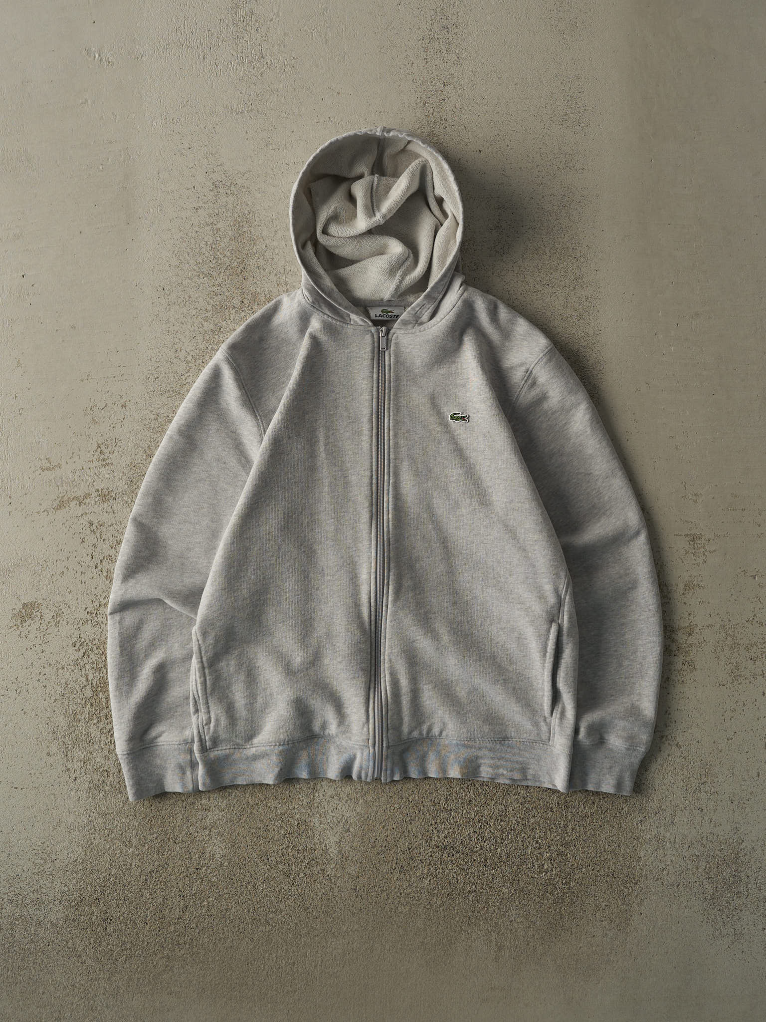 Vintage Y2K Heather Grey Lacoste Zip Up Hoodie (S/M)