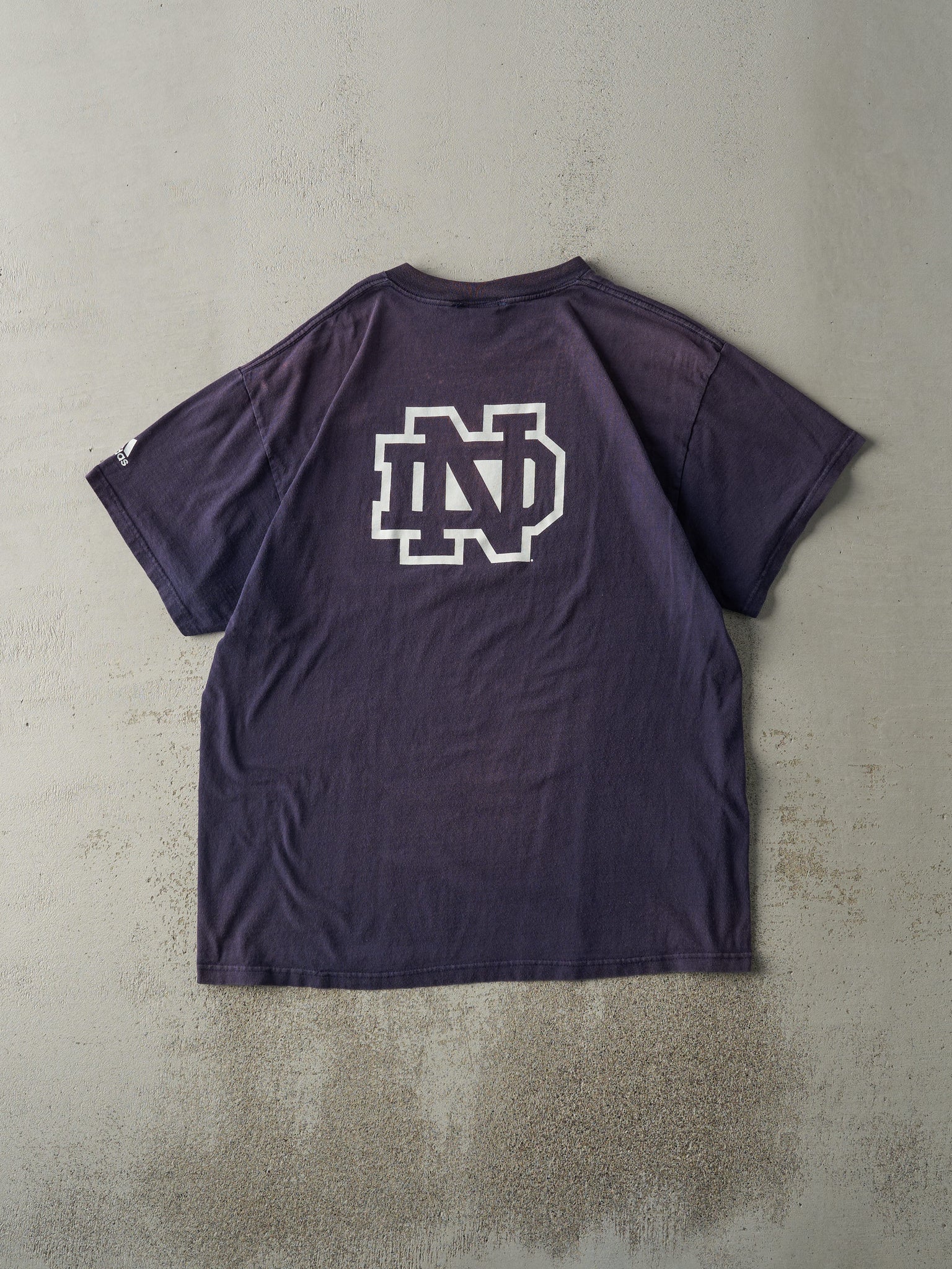 Vintage Y2K Navy Blue Adidas Notre Dame Fighting Irish Tee (L/XL)