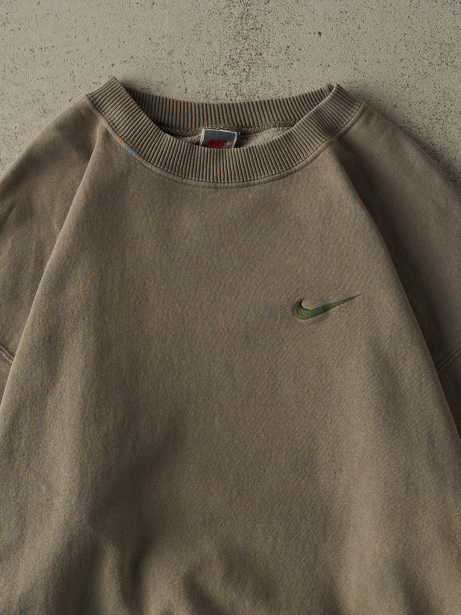 Vintage 90s Sun Faded Green Nike Embroidered Swoosh Crewneck (XL/XXL)