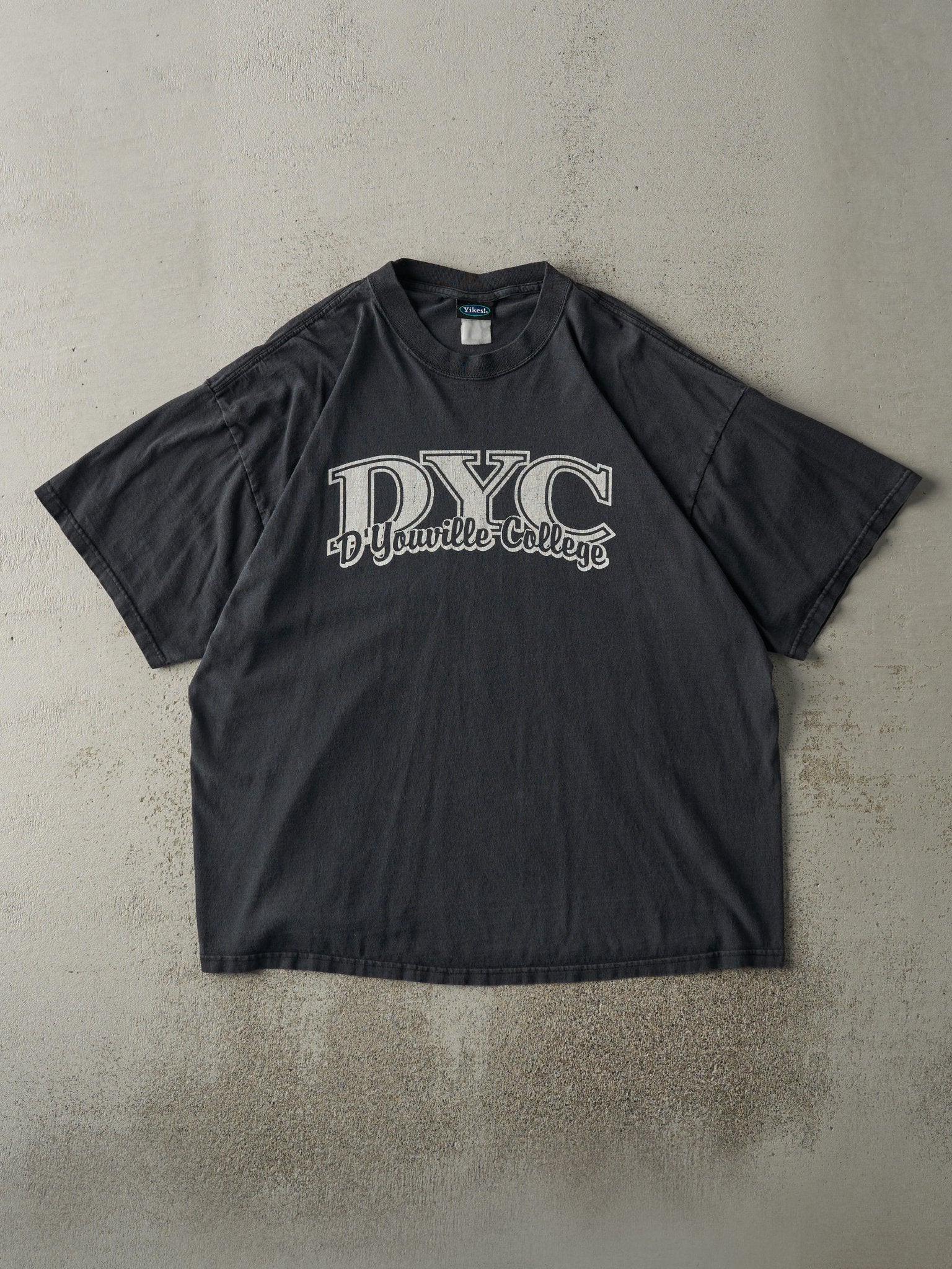 Vintage Y2K Faded Black D'Youville College Tee (L)