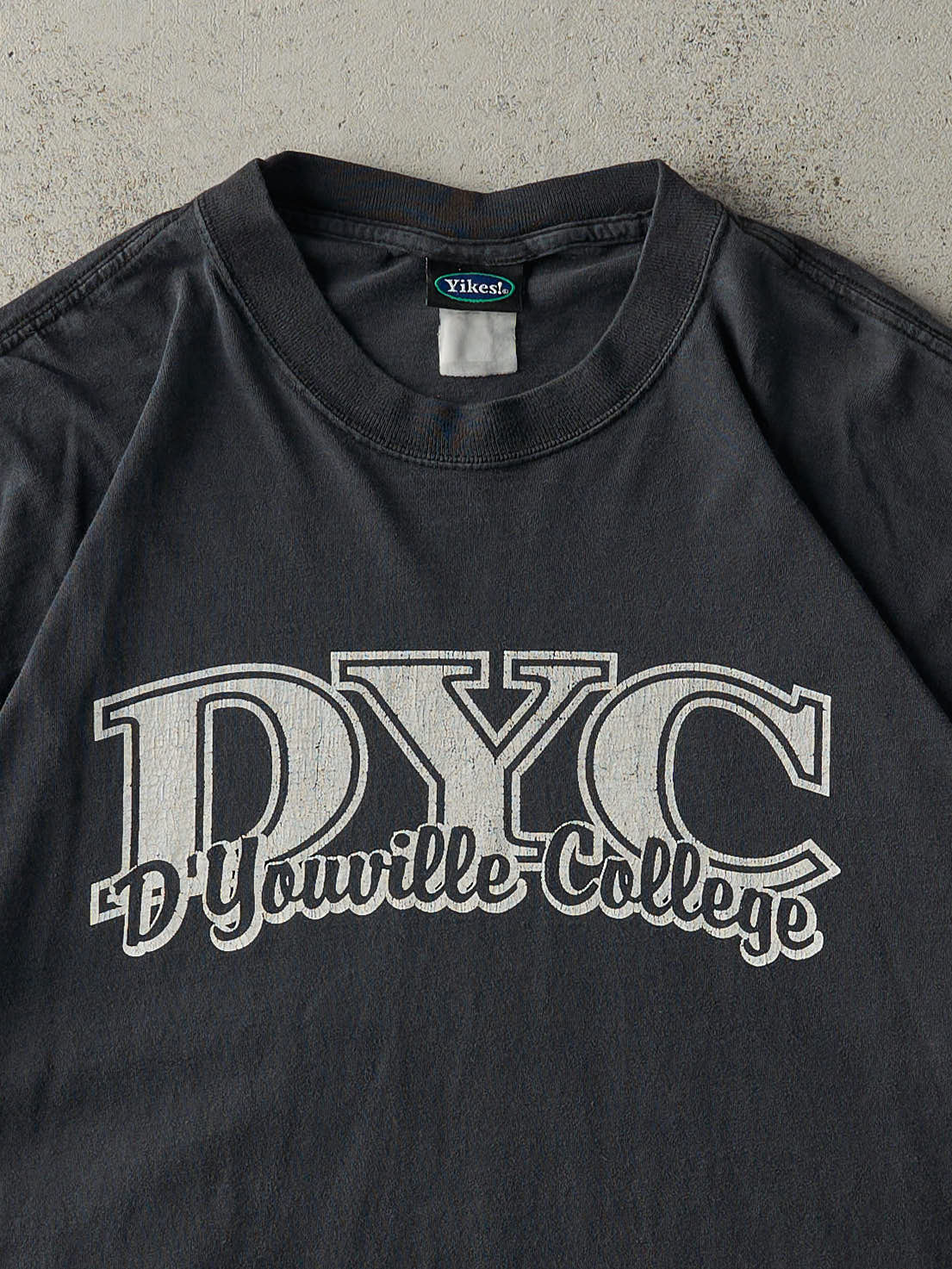 Vintage Y2K Faded Black D'Youville College Tee (L)