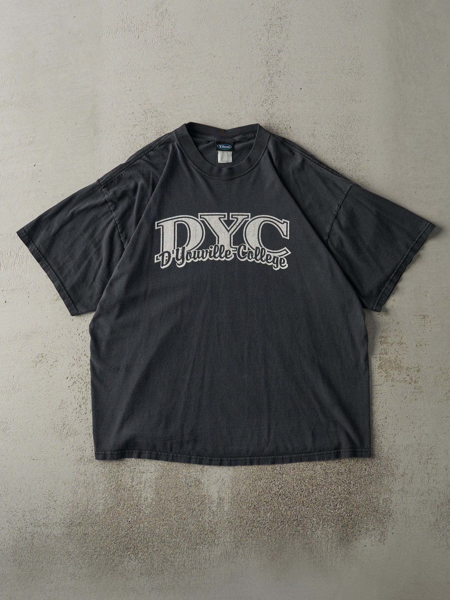 Vintage Y2K Faded Black D'Youville College Tee (L)