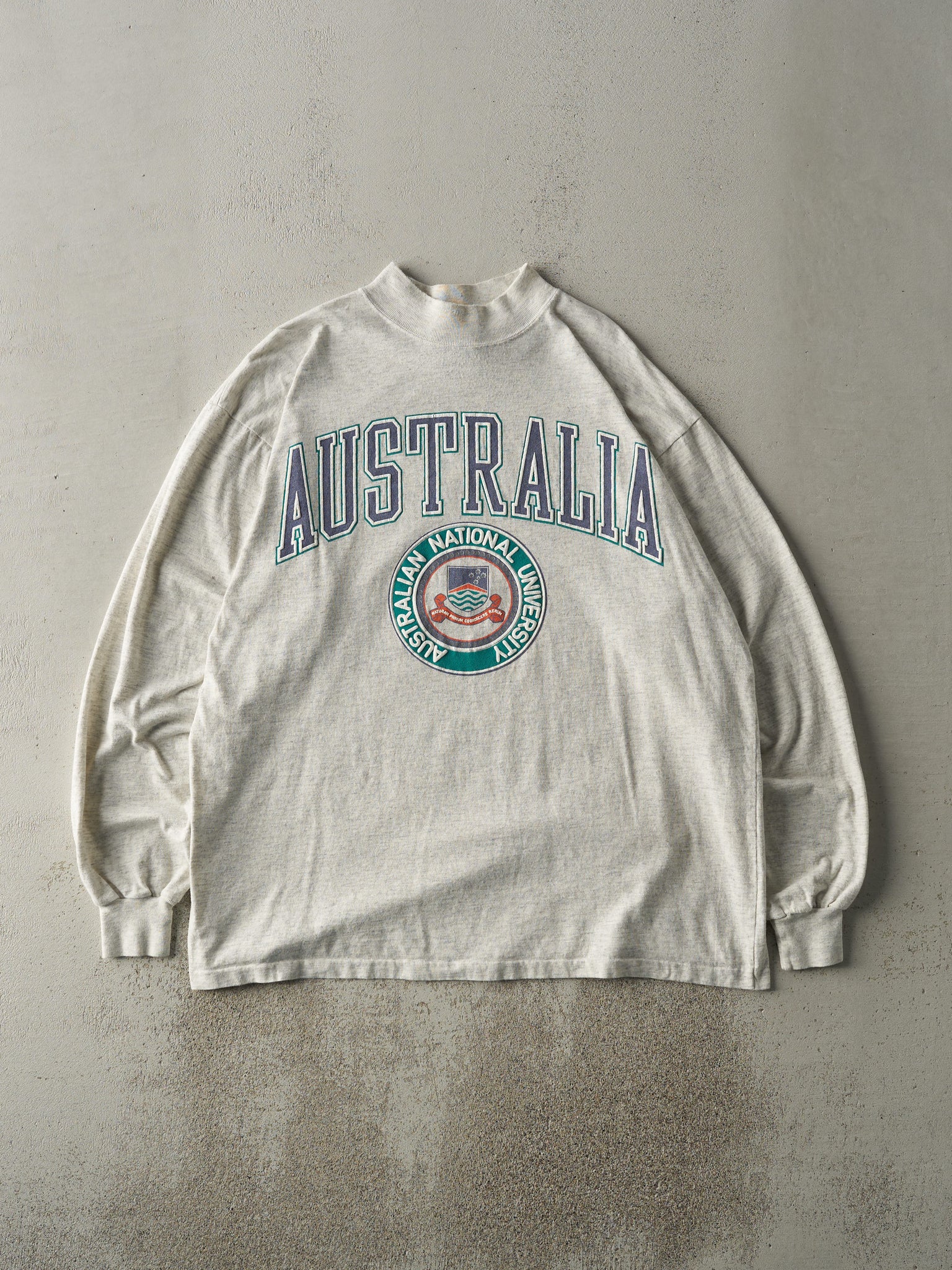 Vintage 90s Heather Grey Australian National University Long Sleeve (L/XL)