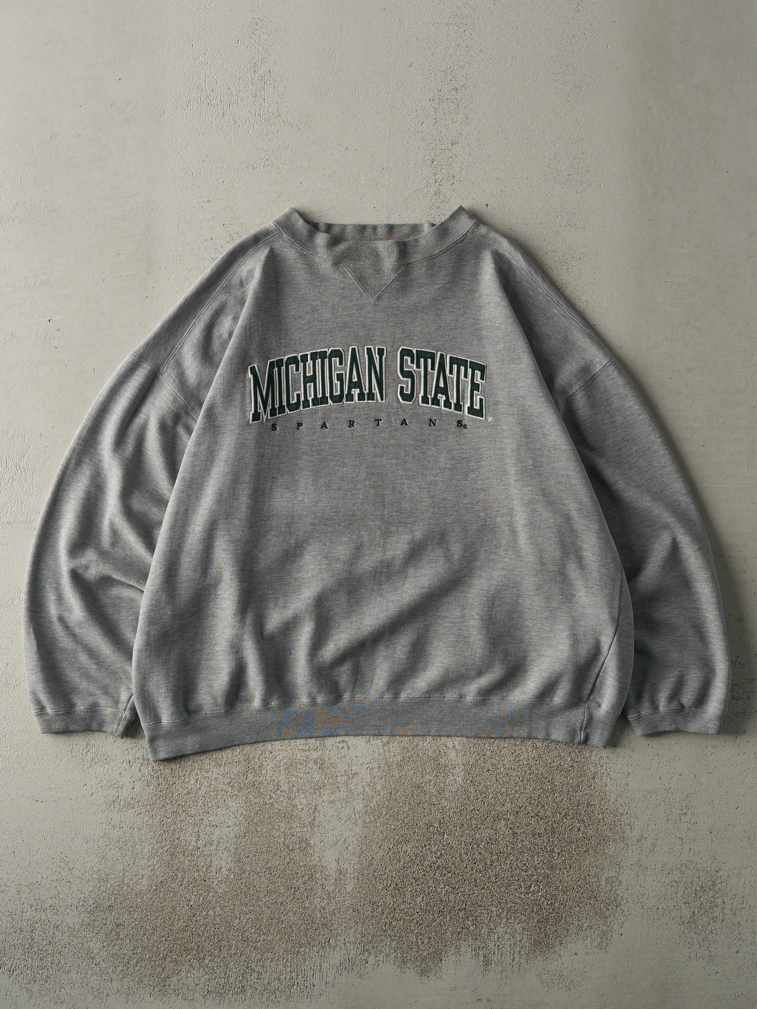 Vintage Y2K Grey Michigan State Spartans Boxy Crewneck (XXL)