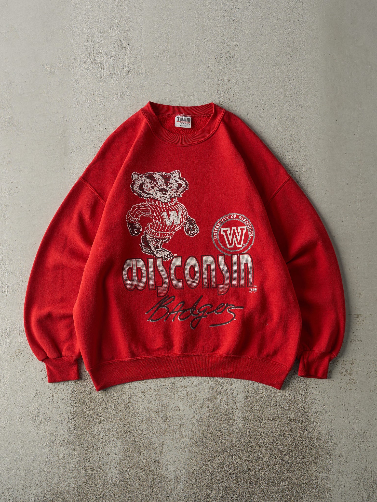 Vintage 90s Red University of Wisconsin Badgers Crewneck (L)